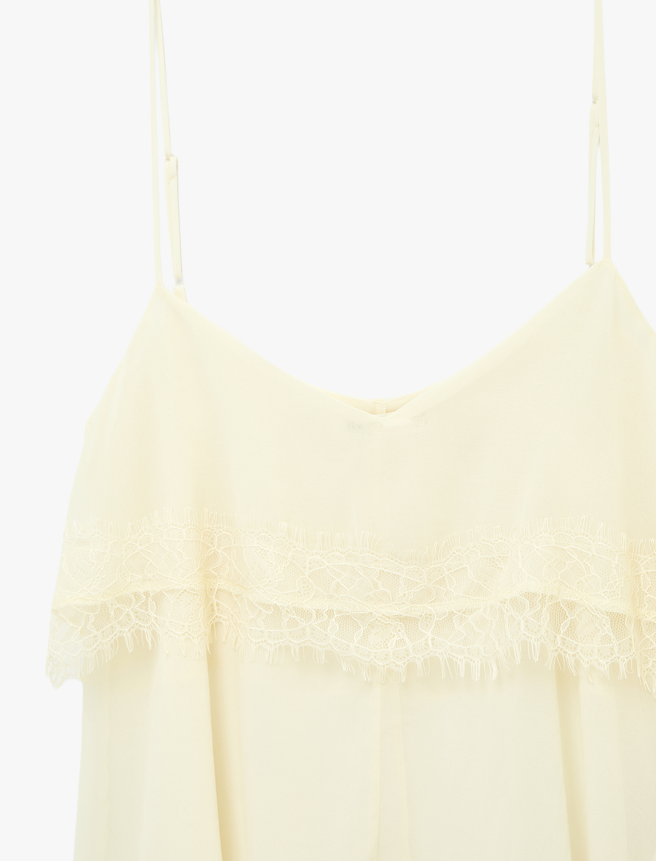   Dantel Detaylı Kolsuz Şifon Bluz