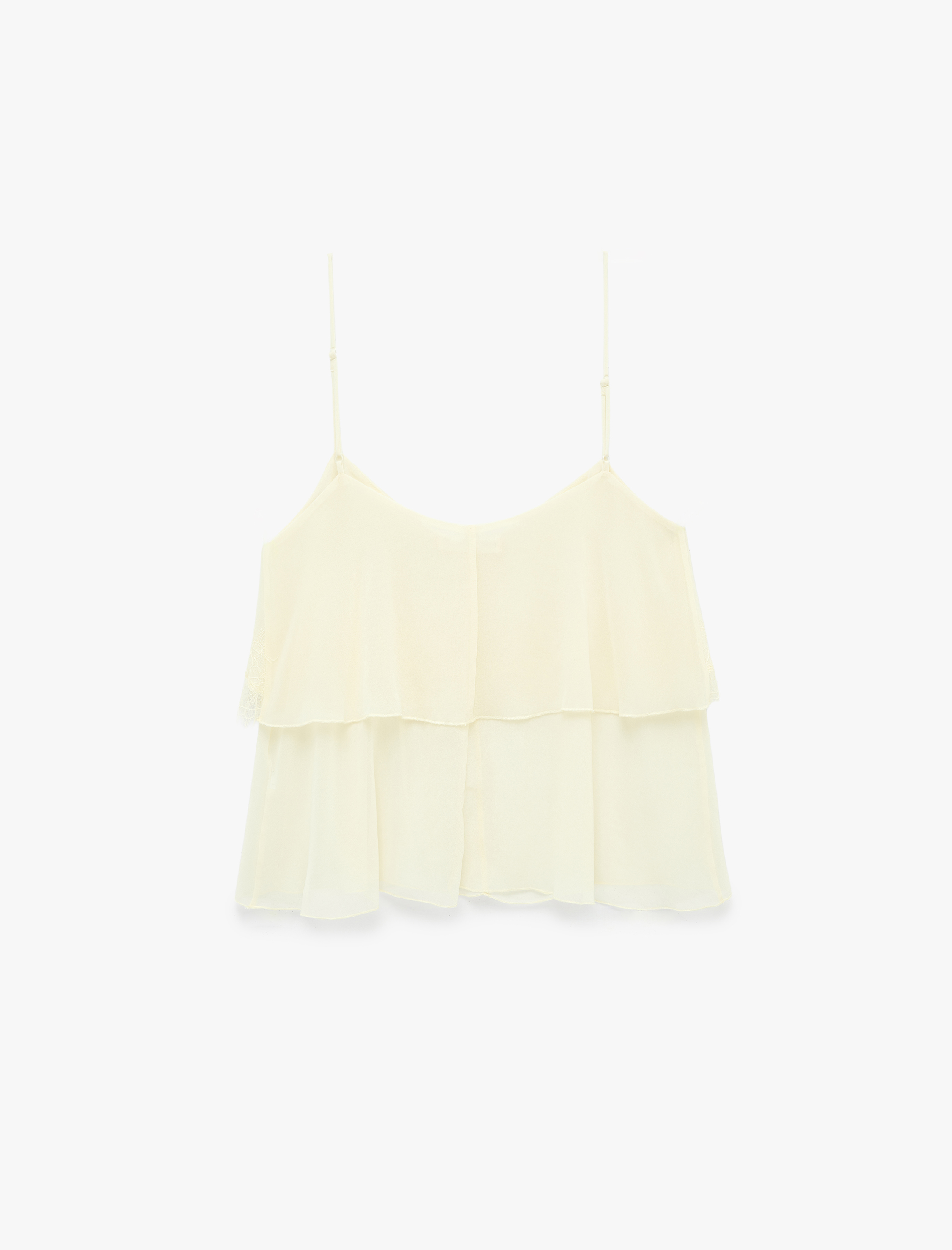   Dantel Detaylı Kolsuz Şifon Bluz