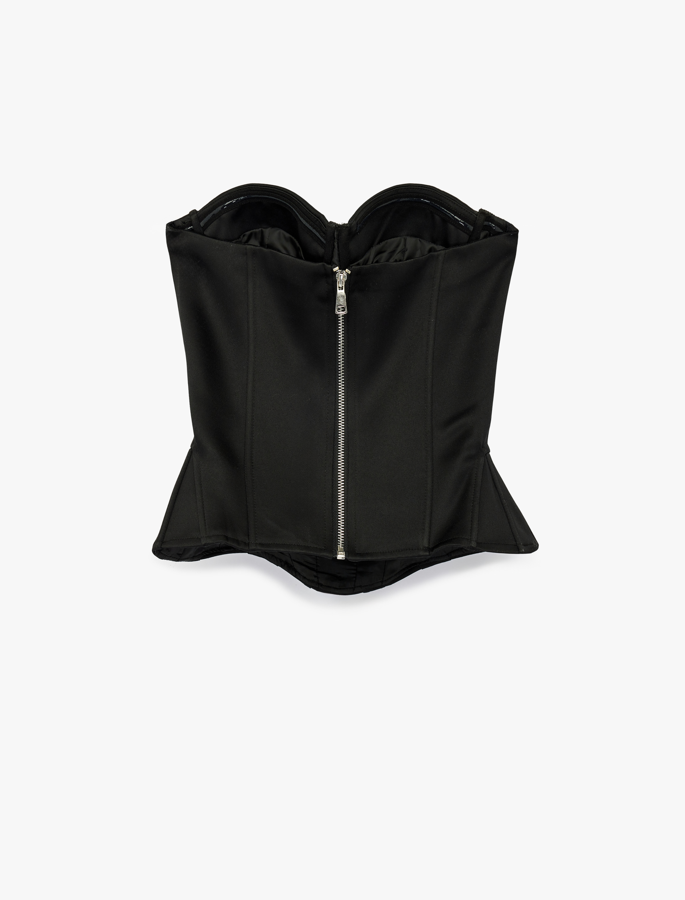   Straplez Yaka Kolsuz Saten Bluz