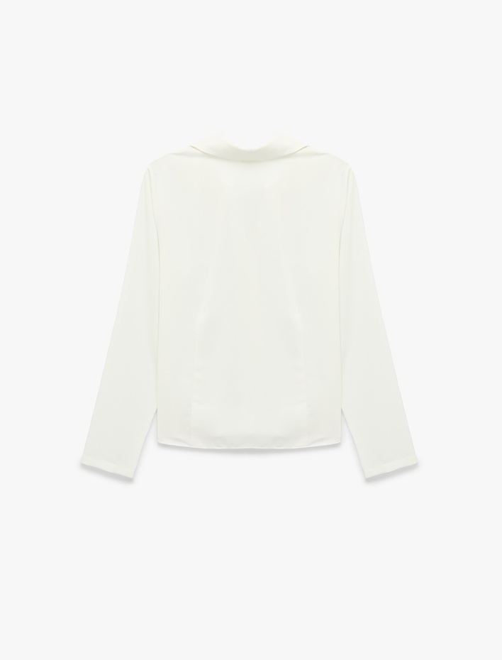  Slim Fit Uzun Kollu Düğmeli Saten Gömlek