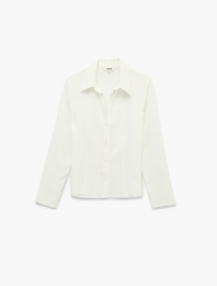 Slim Fit Uzun Kollu Düğmeli Saten Gömlek