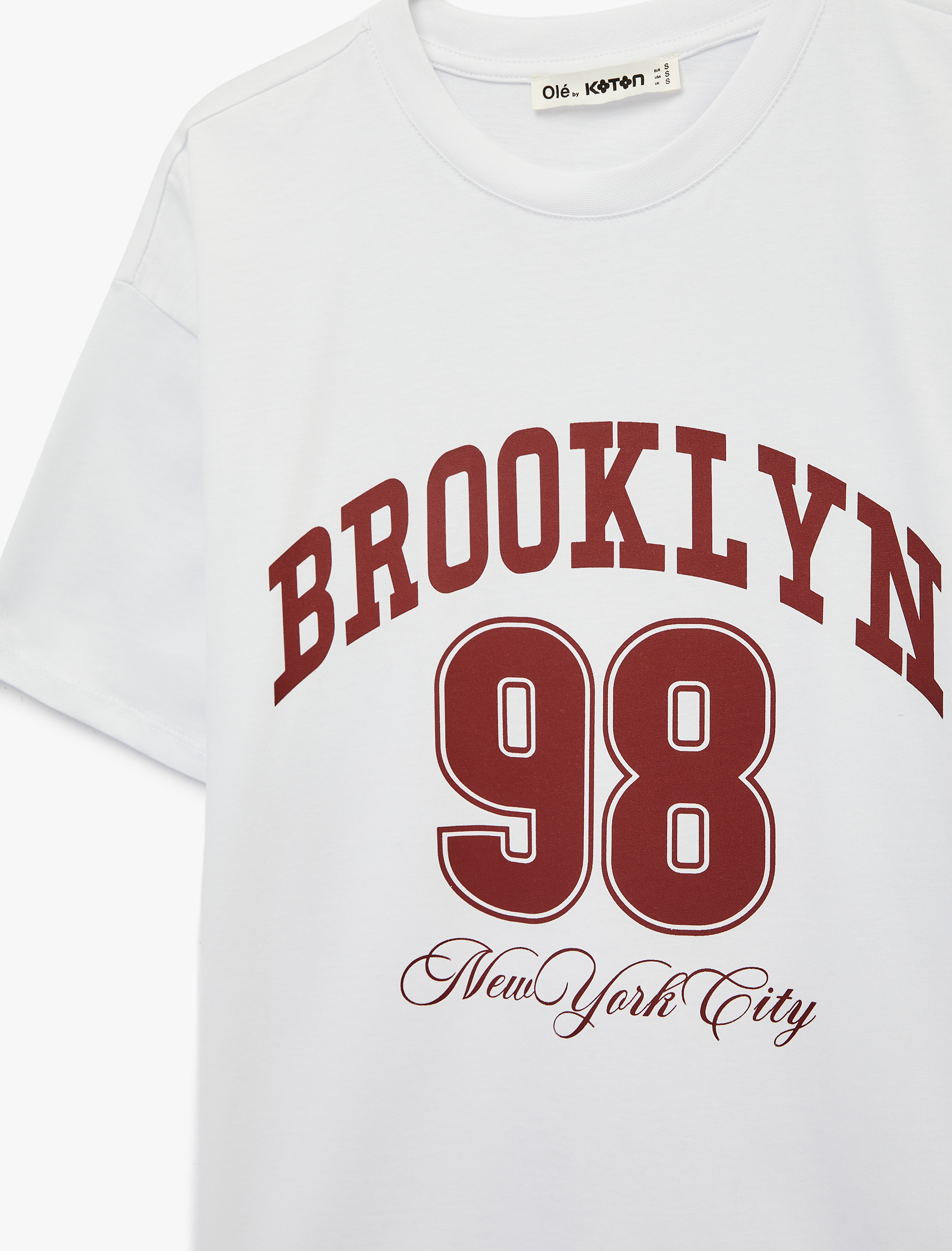   Rahat Kalıp Kısa Kollu Bisiklet Yaka Pamuklu Baskılı Tişört