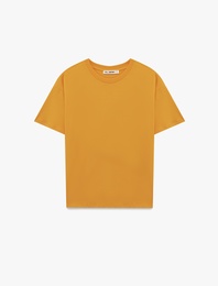 Rahat Kalıp Kısa Kollu Bisiklet Yaka Pamuklu Basic Tişört