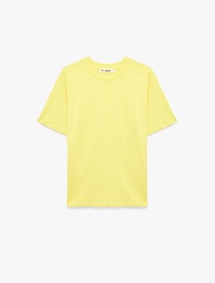 Rahat Kalıp Kısa Kollu Bisiklet Yaka Pamuklu Basic Tişört