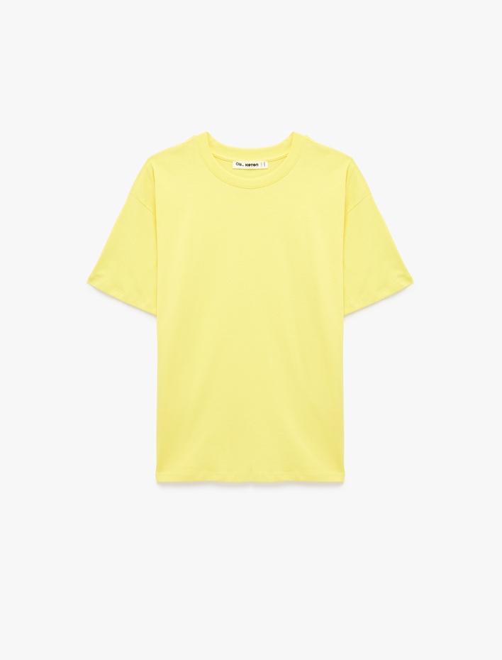  Rahat Kalıp Kısa Kollu Bisiklet Yaka Pamuklu Basic Tişört