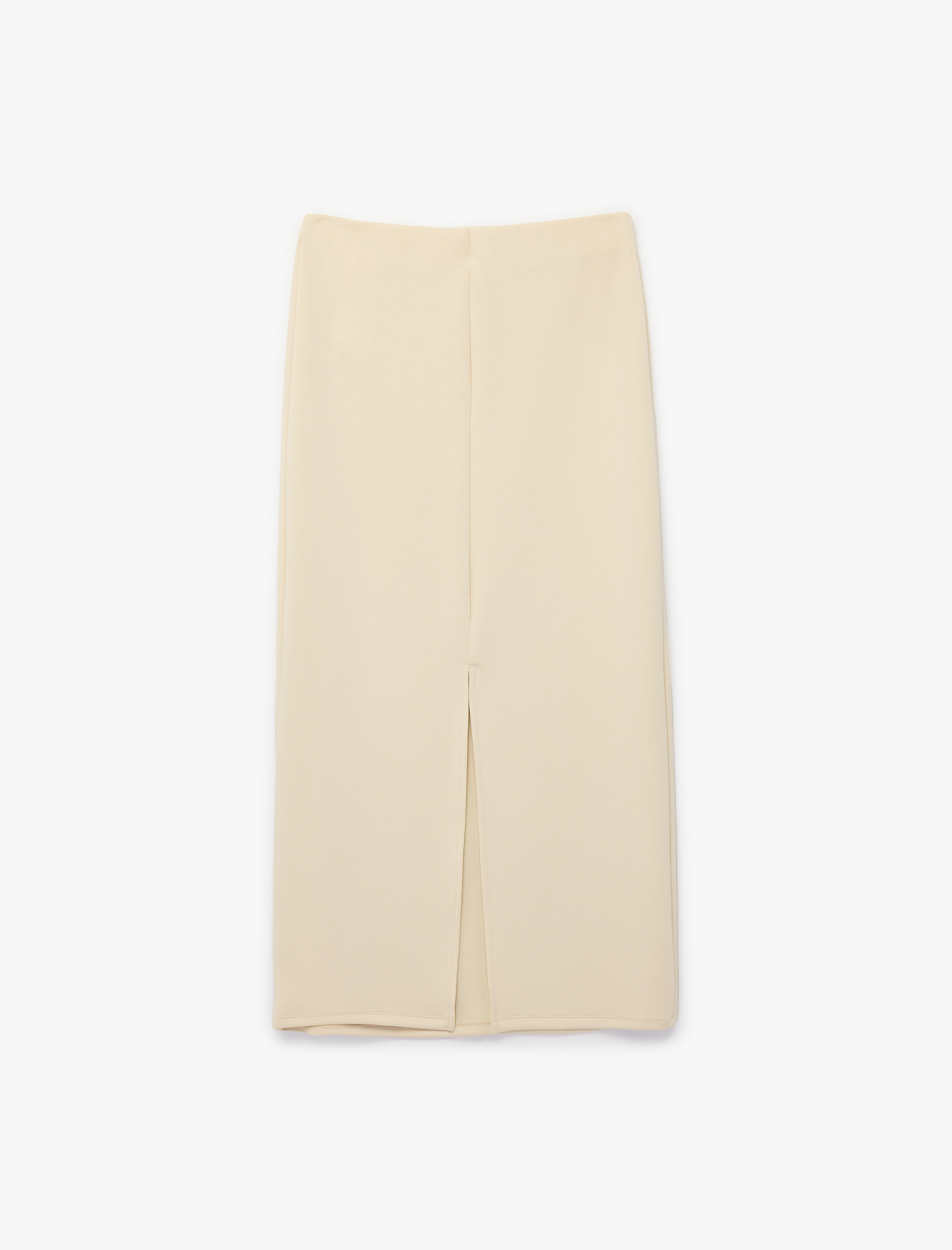   Modal Kumaş Slim Fit Yırtmaçlı Midi Kalem Etek