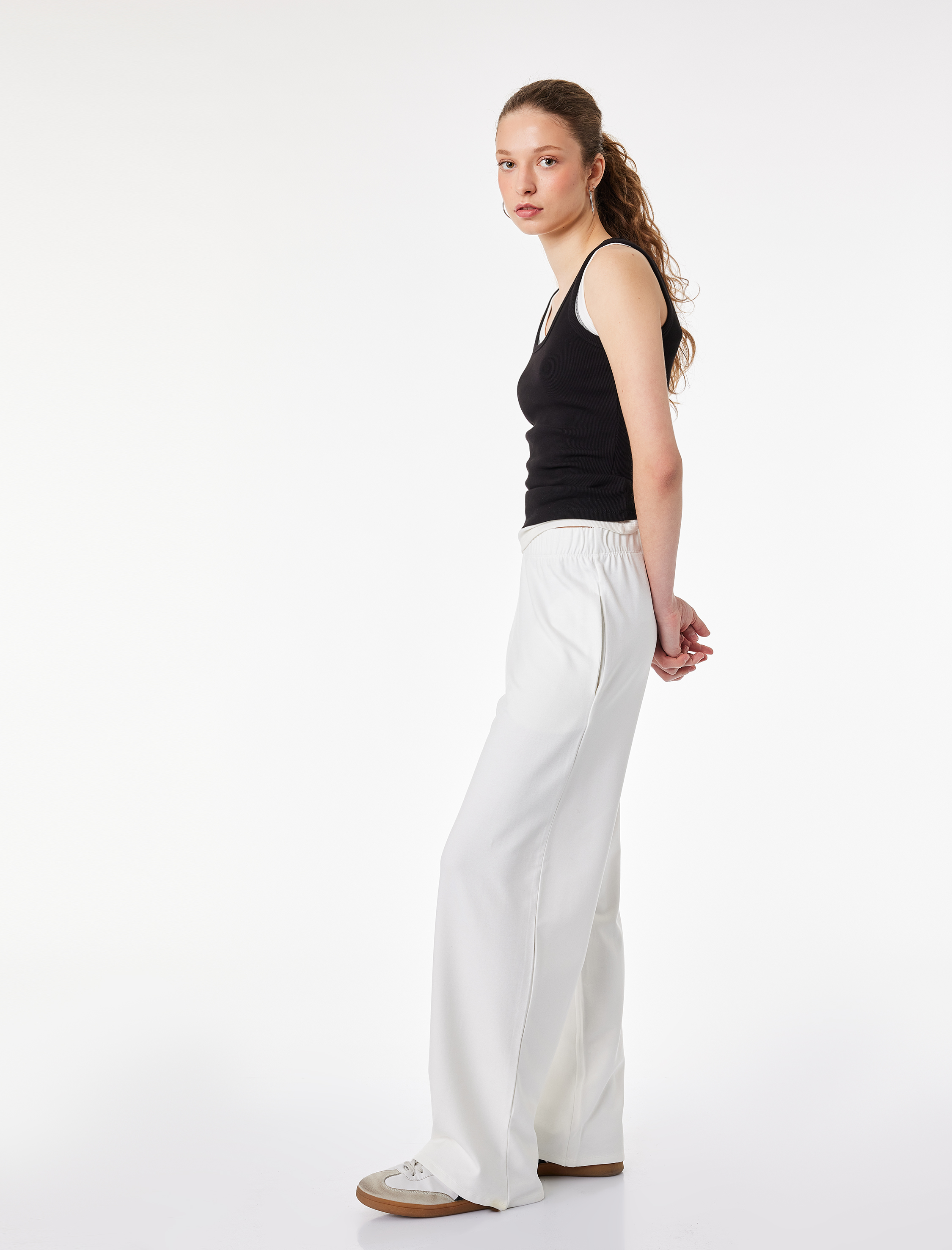   Beli Lastikli Cepli Viskon Rahat Kalıp Geniş Paça Eşofman Altı