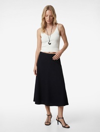 Koyun Yünü Karışımlı Normal Bel Volanlı Kloş Midi Etek