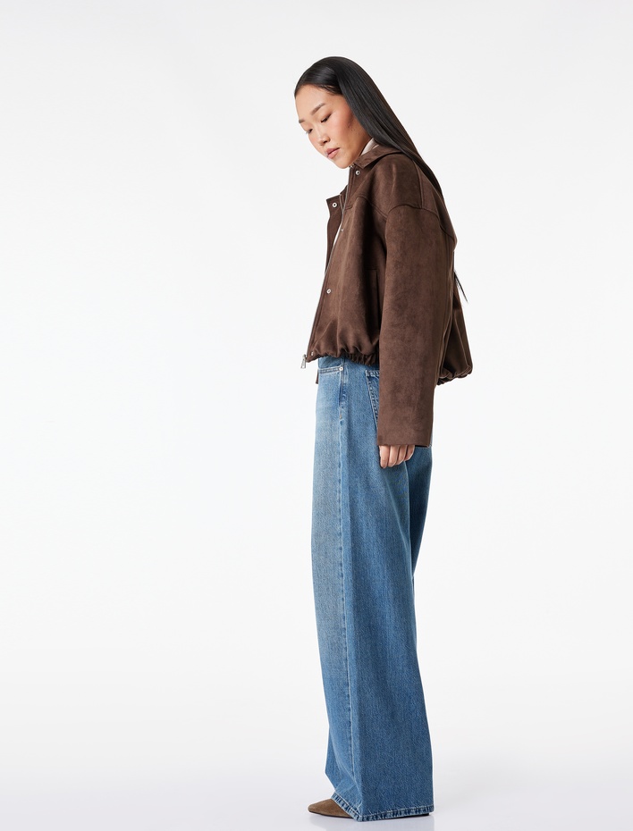  Düğmeli Cep Detaylı Normal Bel Bol Kalıp Denim Pantolon - Loose Straight Fit Jean