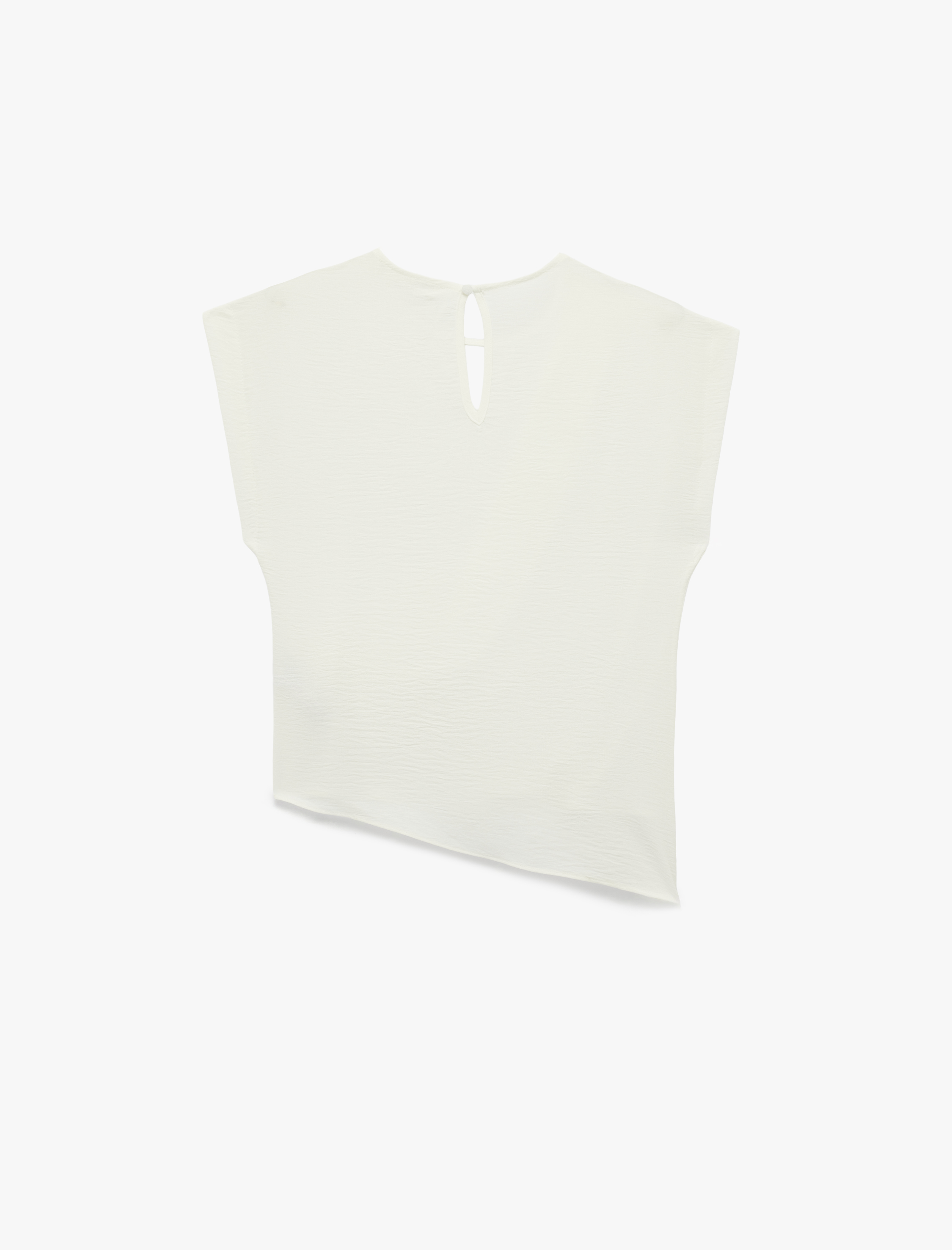   Bisiklet Yaka Drapeli Kolsuz Asimetrik Bluz