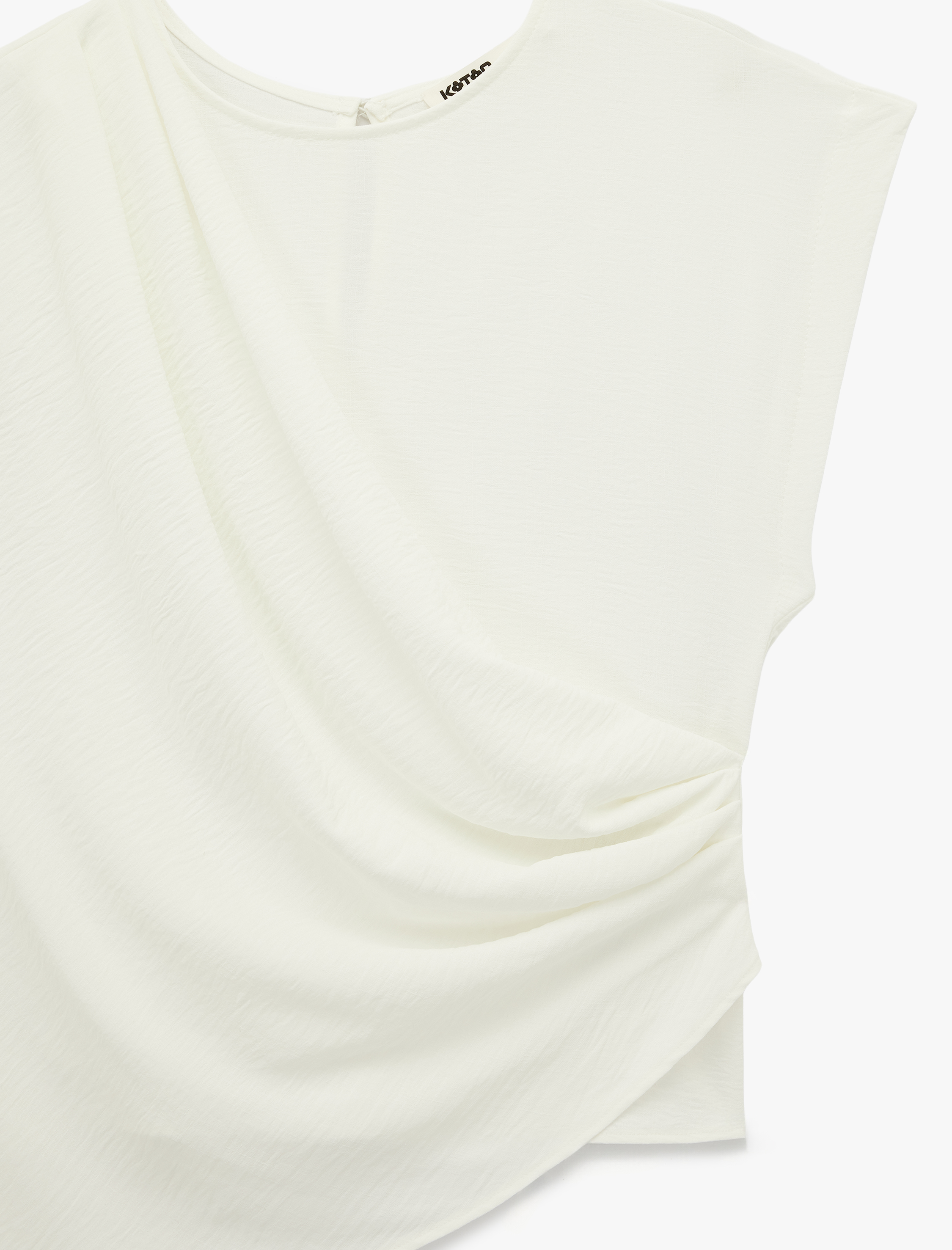   Bisiklet Yaka Drapeli Kolsuz Asimetrik Bluz