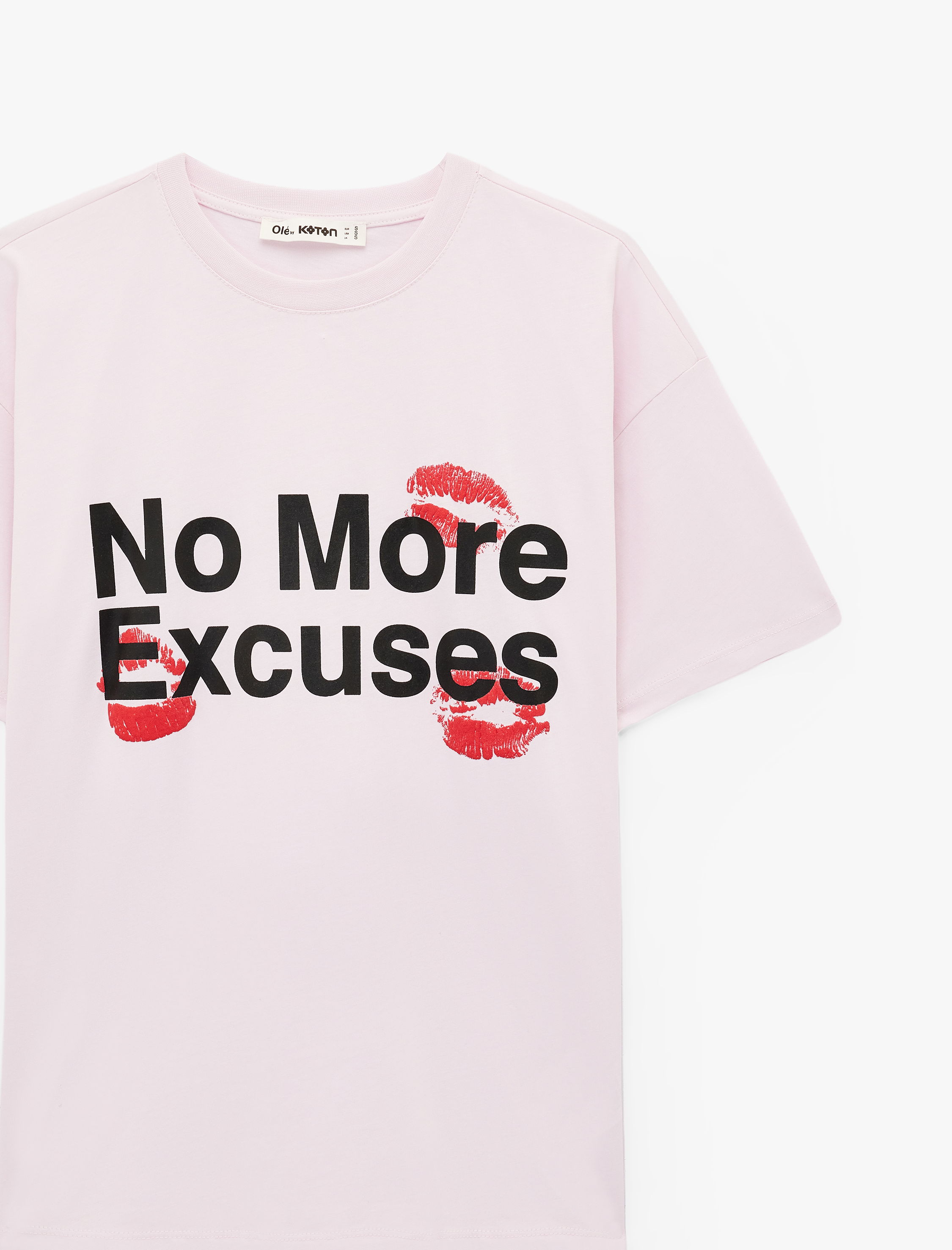   Rahat Kalıp Kısa Kollu Bisiklet Yaka Pamuklu Baskılı Tişört