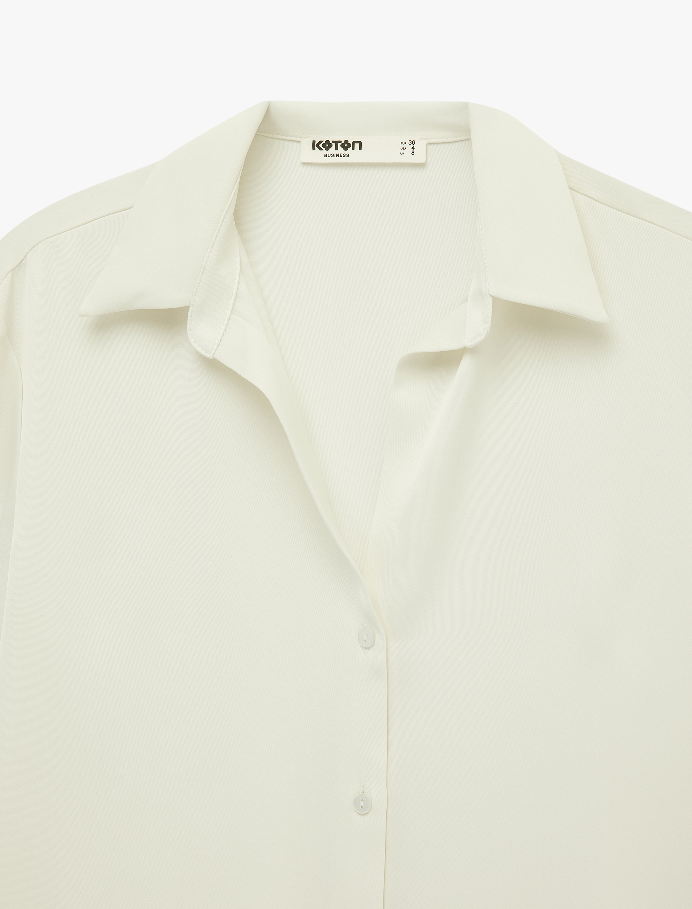 Klasik Yaka Uzun Kollu Rahat Kalıp Düğmeli Saten Gömlek - Görsel 5