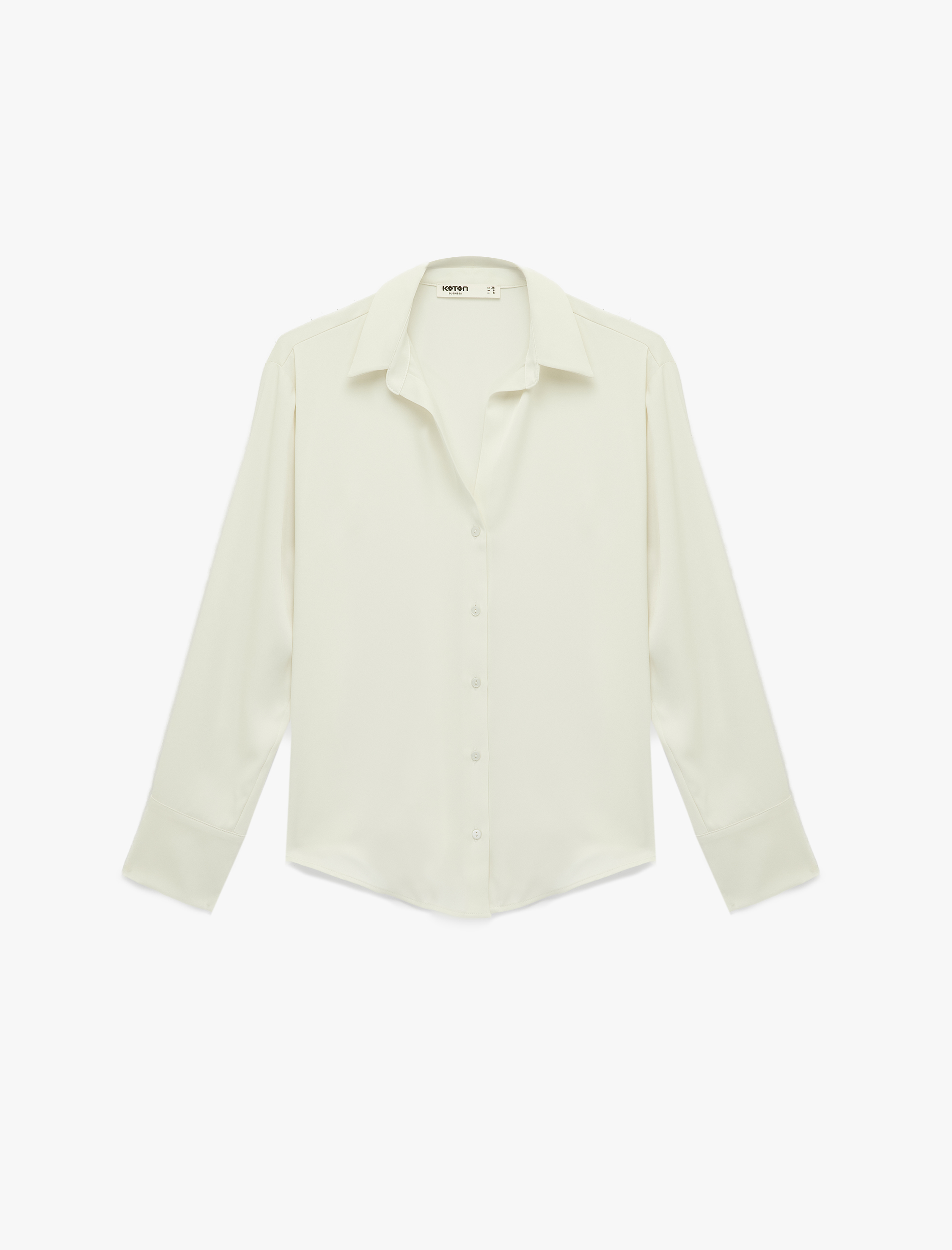 Klasik Yaka Uzun Kollu Rahat Kalıp Düğmeli Saten Gömlek - Görsel 3