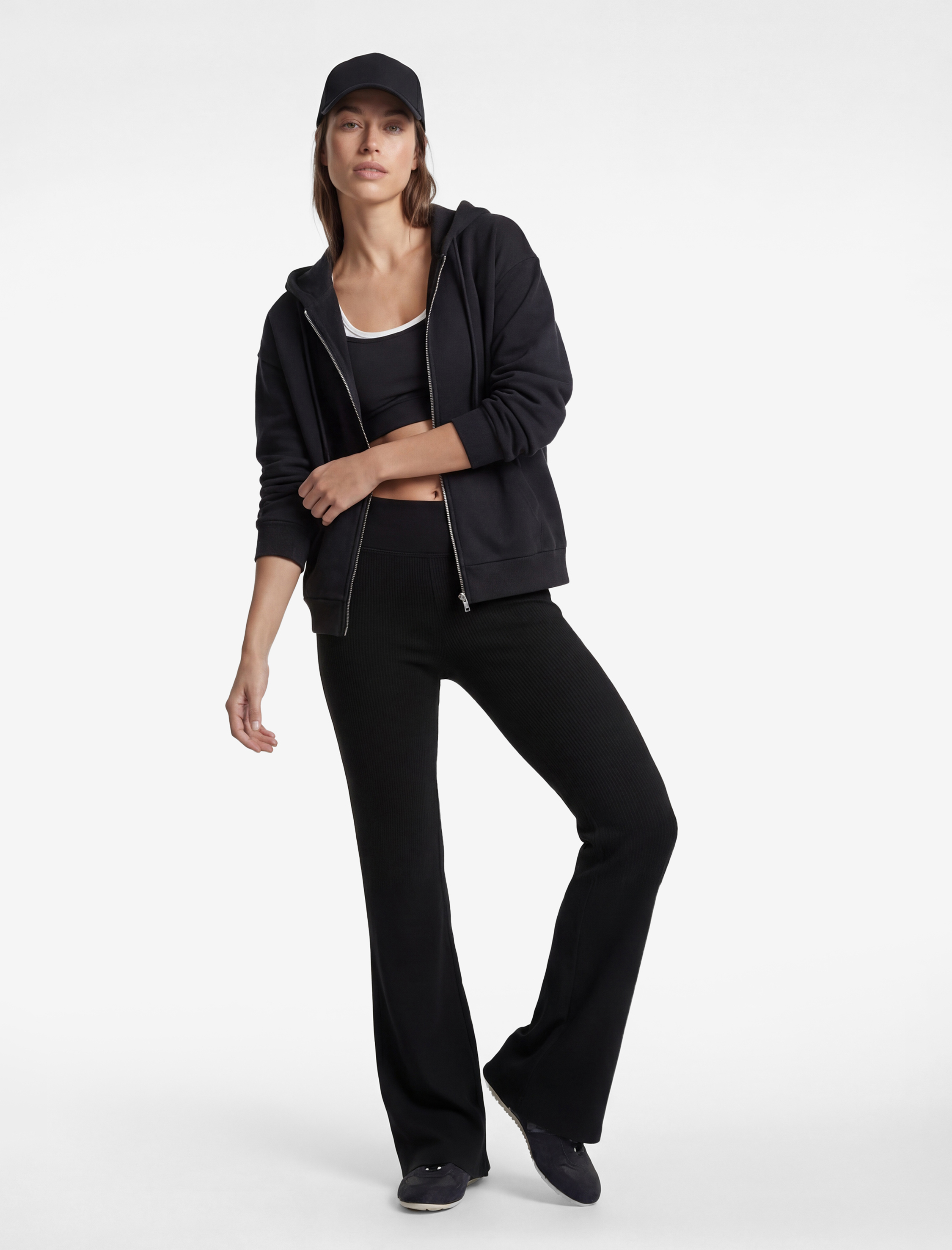   Şardonlu Uzun Kollu Fermuarlı Kapüşonlu Oversize Sweatshirt