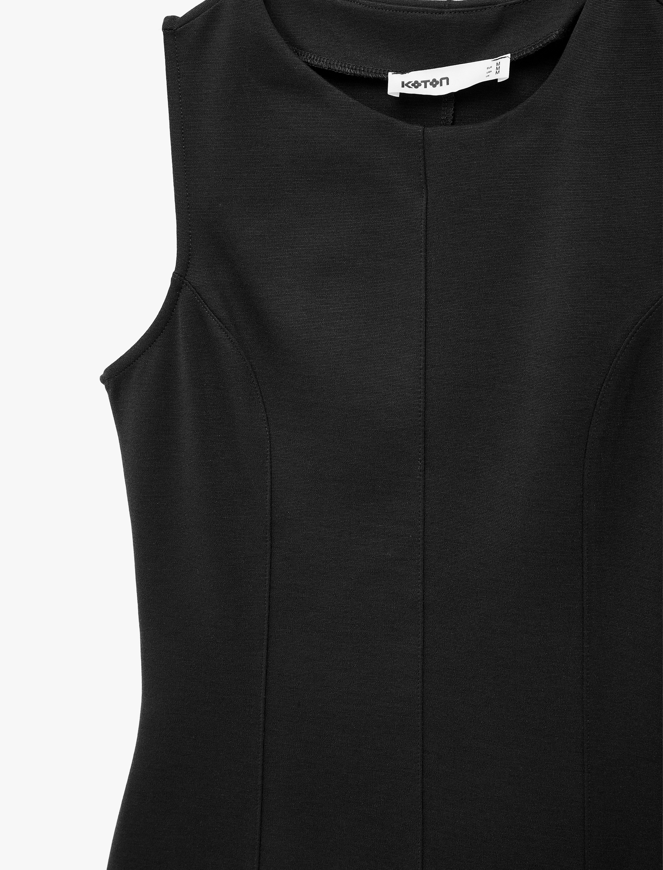   Bisiklet Yaka Kolsuz Midi Kloş Elbise