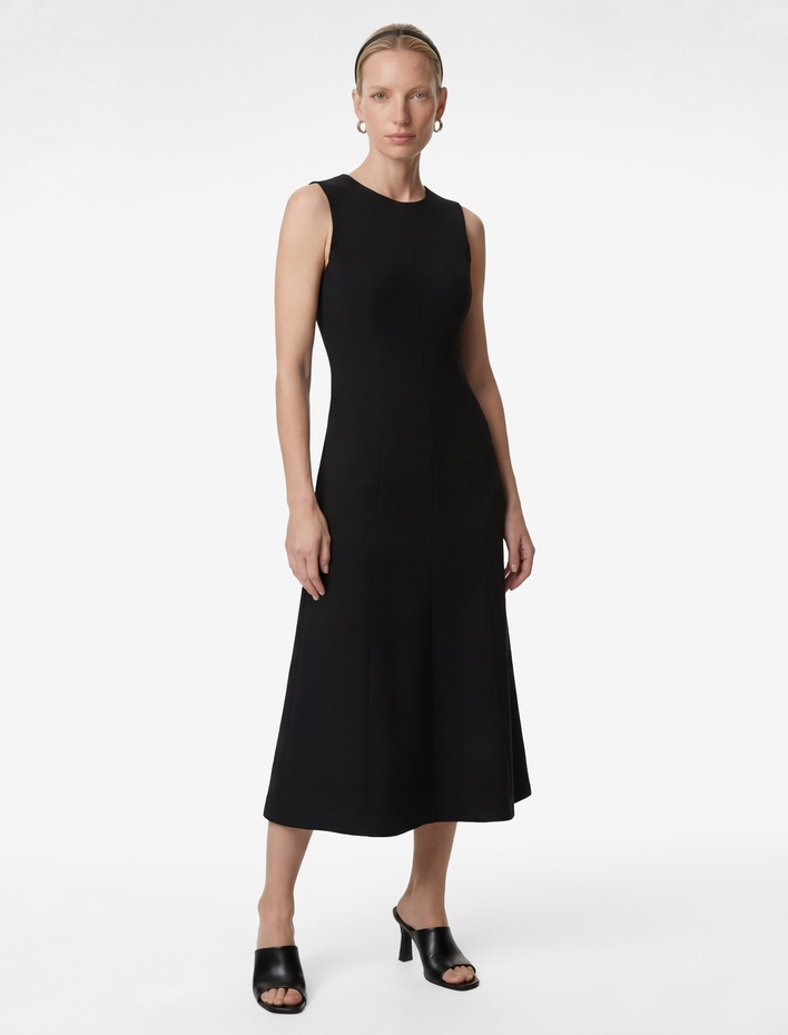  Bisiklet Yaka Kolsuz Midi Kloş Elbise