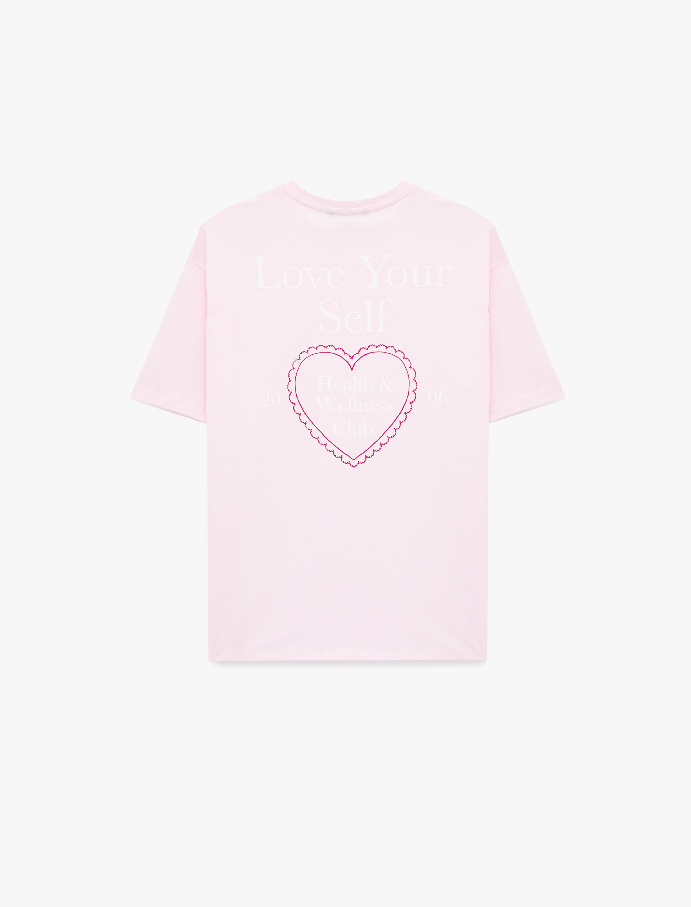   Rahat Kalıp Kısa Kollu Bisiklet Yaka Arkası Baskılı Tişört