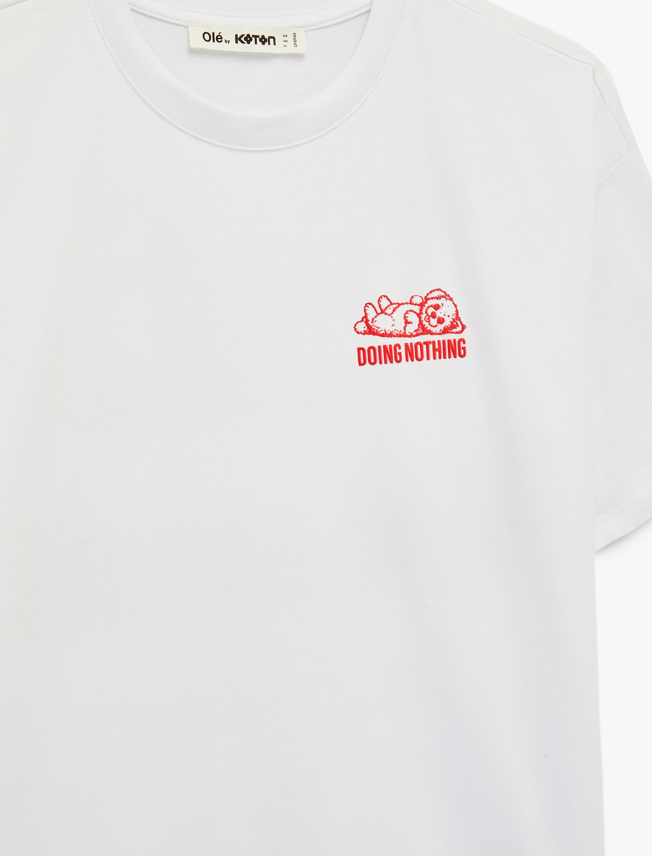   Rahat Kalıp Kısa Kollu Bisiklet Yaka Pamuklu Arkası Baskılı Tişört