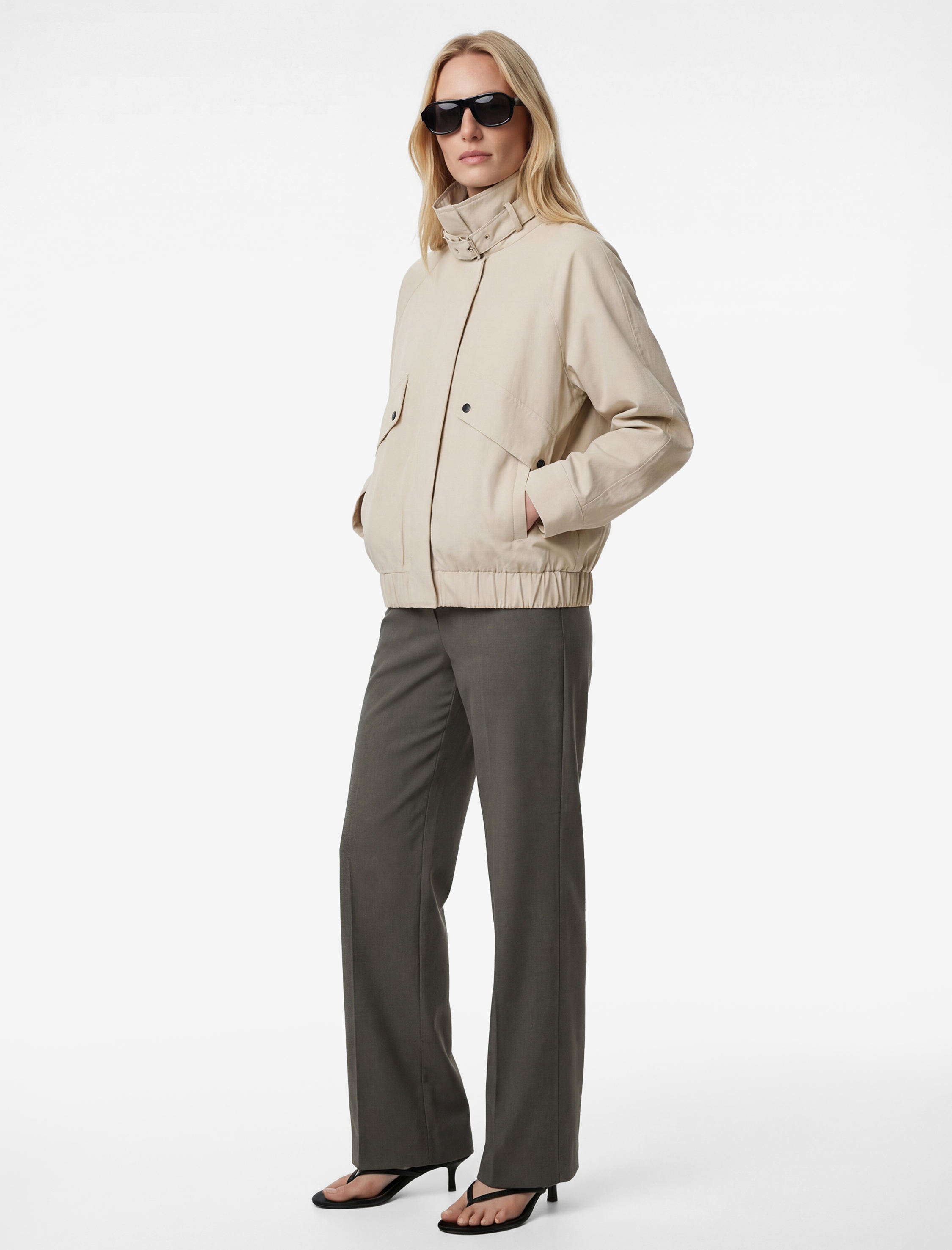   Straight Fit Düz Bol Paça Kumaş Pantolon