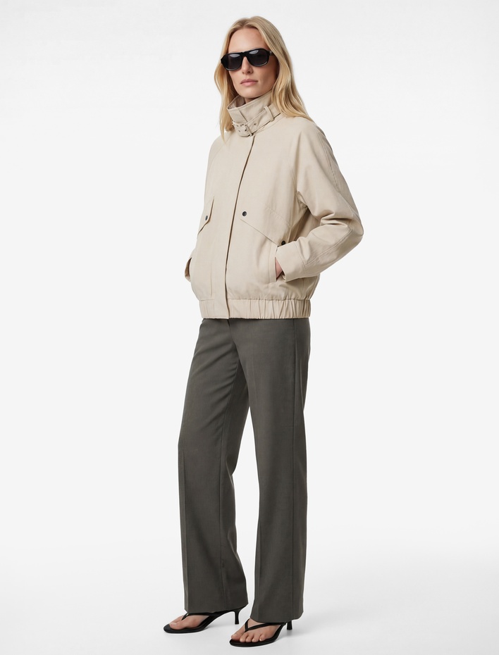  Straight Fit Düz Bol Paça Kumaş Pantolon