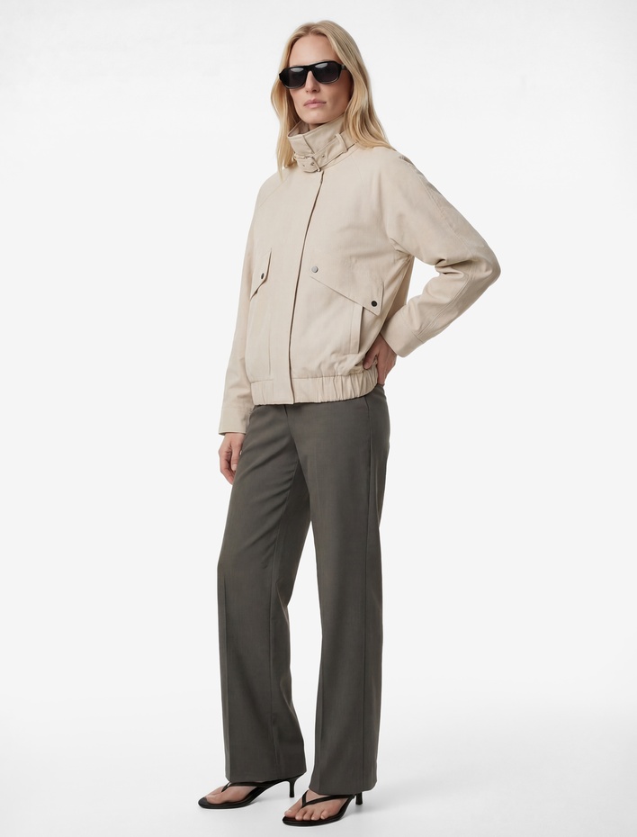  Straight Fit Düz Bol Paça Kumaş Pantolon