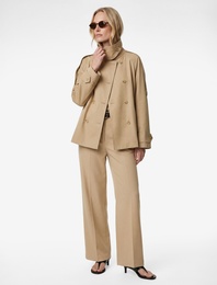 Kemer Detaylı Cepli Düz Bol Paça Kumaş Pantolon