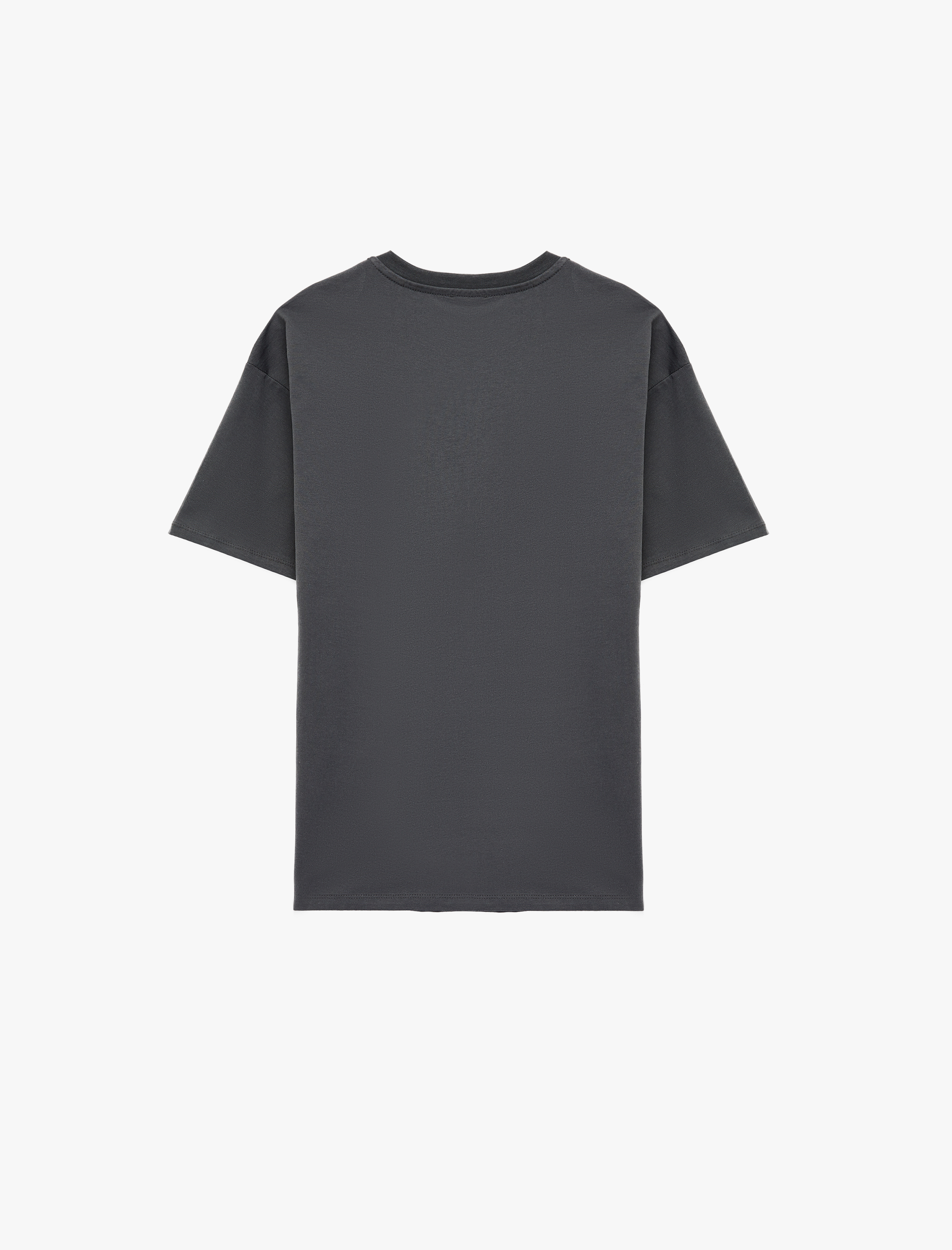   Rahat Kalıp Kısa Kollu Bisiklet Yaka Pamuklu Baskılı Tişört