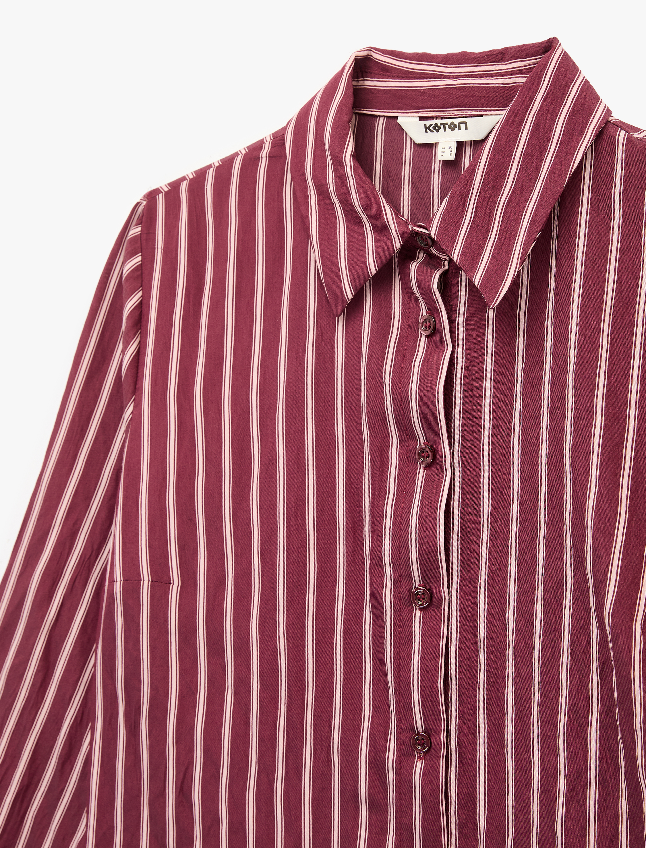   Viskon Karışımlı Yanları Bağlama Detaylı Slim Fit Uzun Kollu Çizgili Gömlek