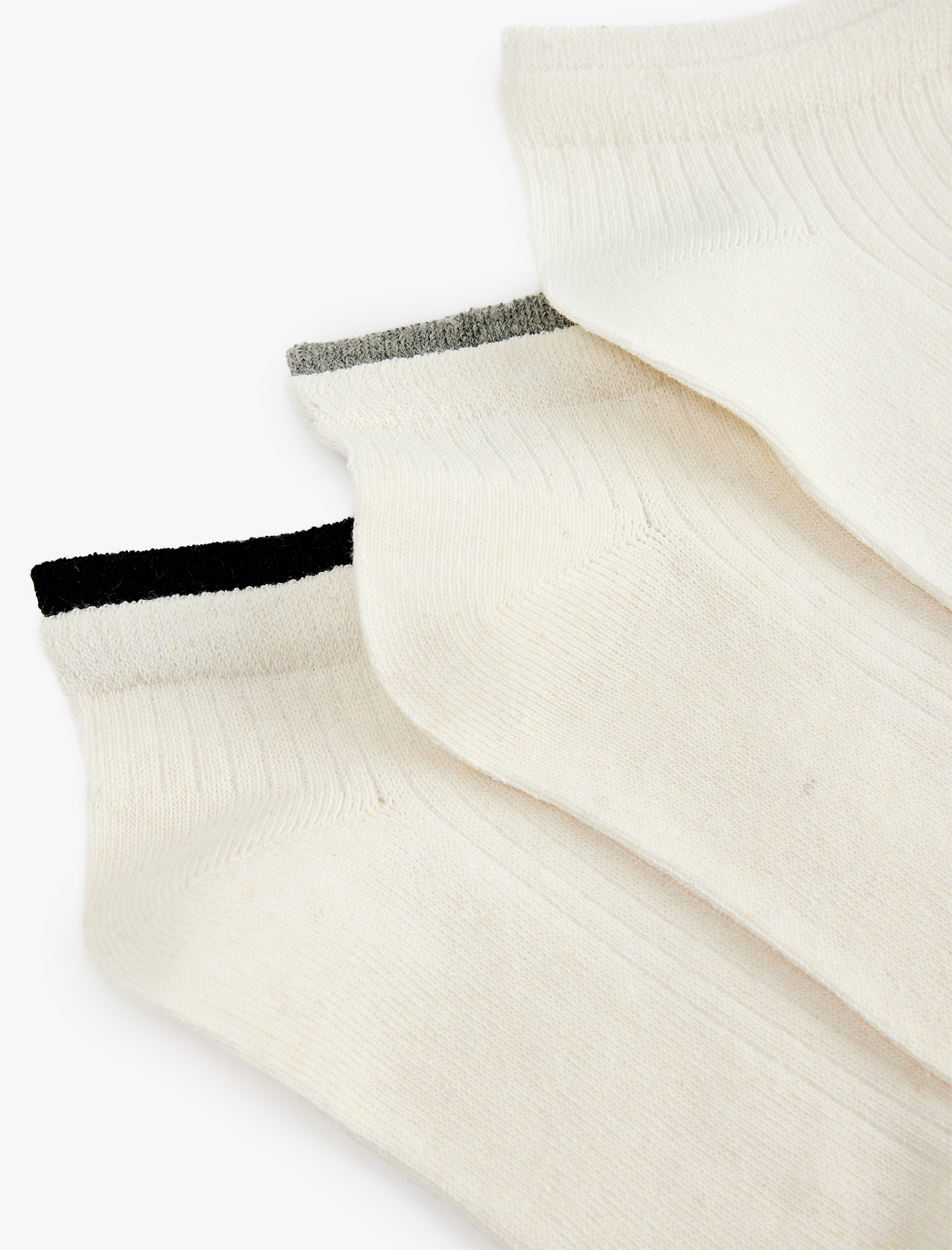  Kadın Çok Renkli Çizgi Detaylı Pamuklu 3'lü Patik Çorap Seti