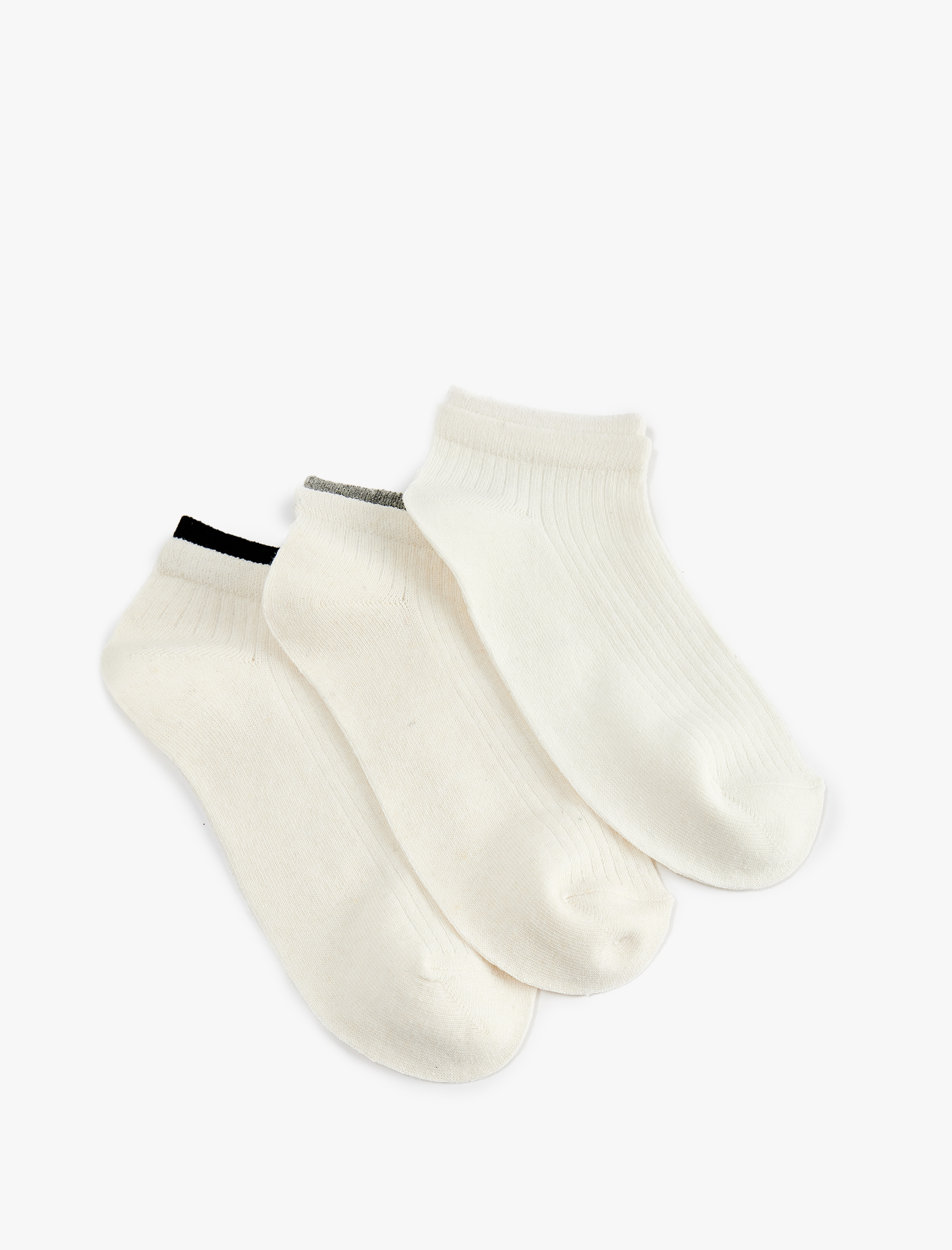  Kadın Çok Renkli Çizgi Detaylı Pamuklu 3'lü Patik Çorap Seti