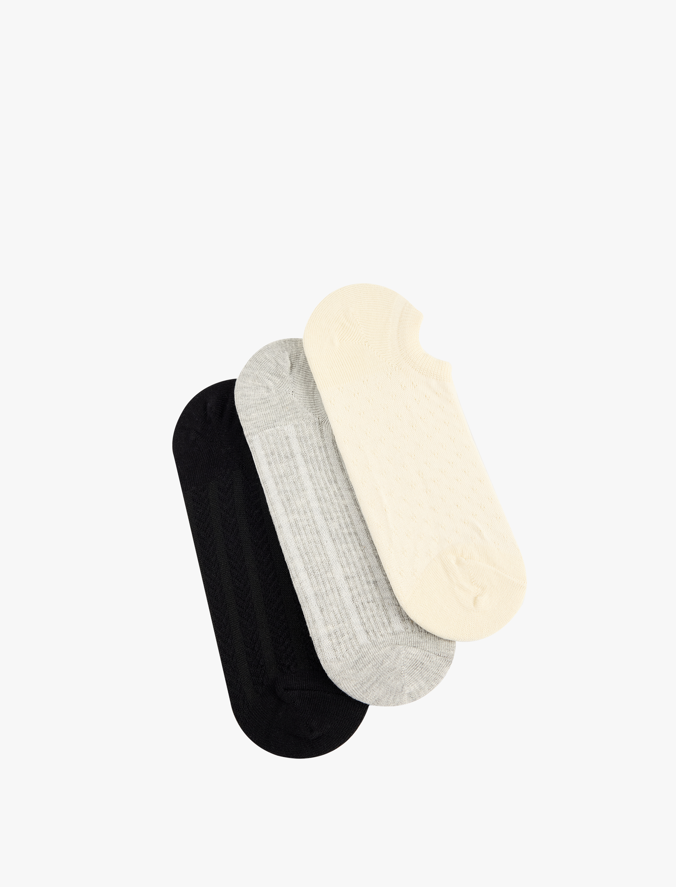  Kadın Çok Renkli 3'lü Görünmez Çorap Seti