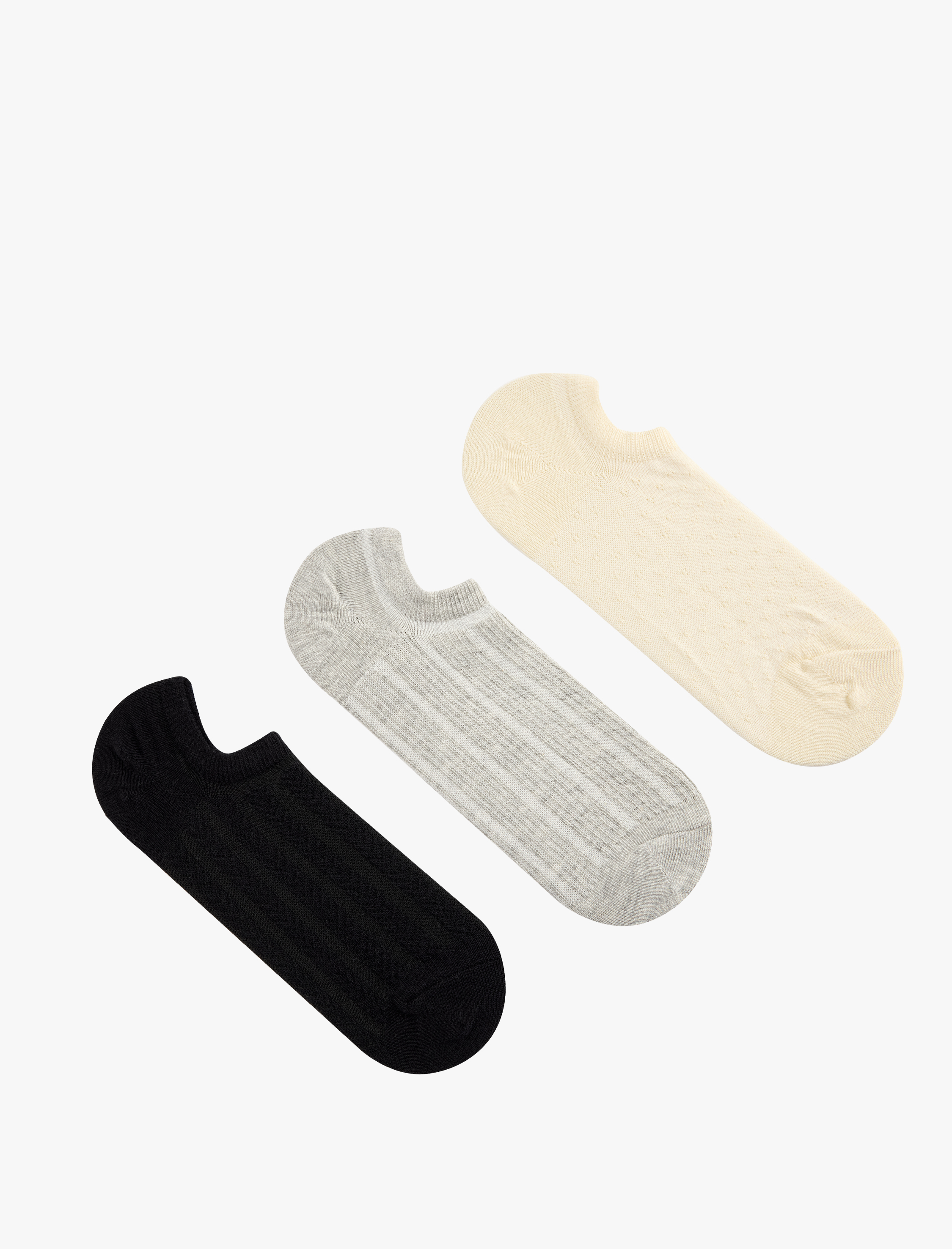  Kadın Çok Renkli 3'lü Görünmez Çorap Seti