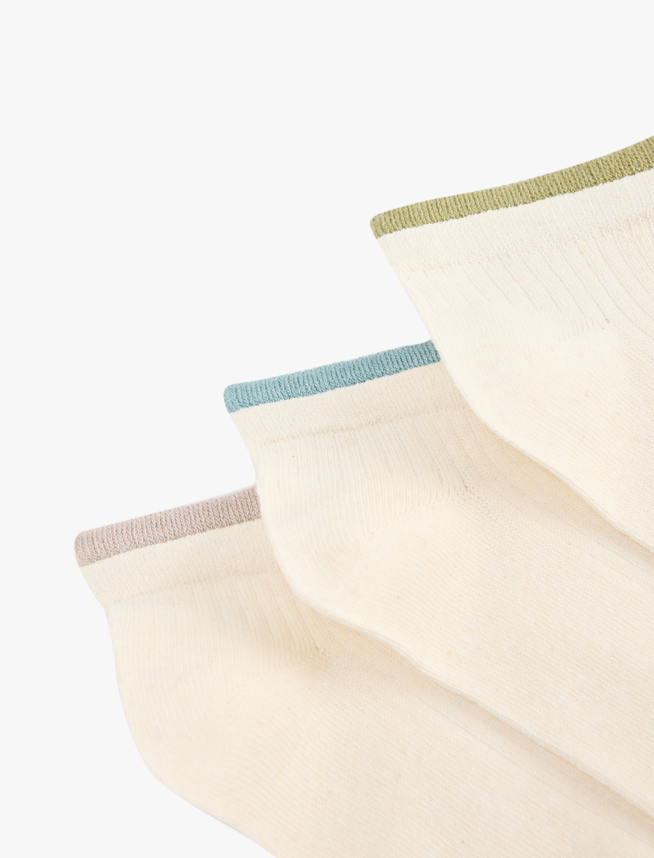  Kadın Çok Renkli Çizgi Detaylı Pamuklu 3'lü Patik Çorap Seti