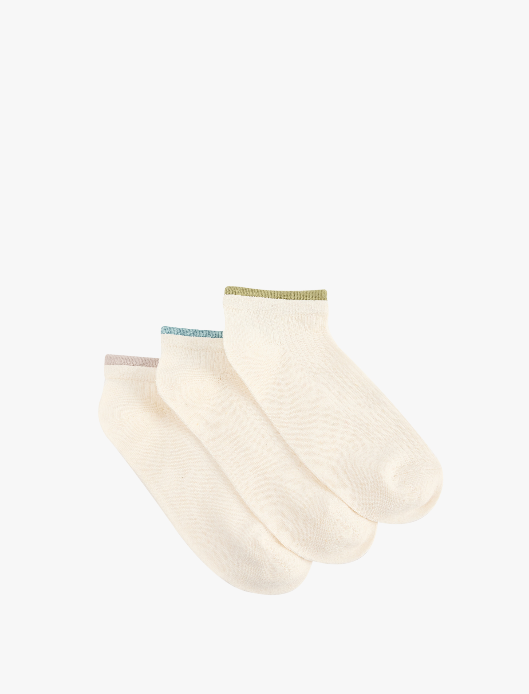  Kadın Çok Renkli Çizgi Detaylı Pamuklu 3'lü Patik Çorap Seti