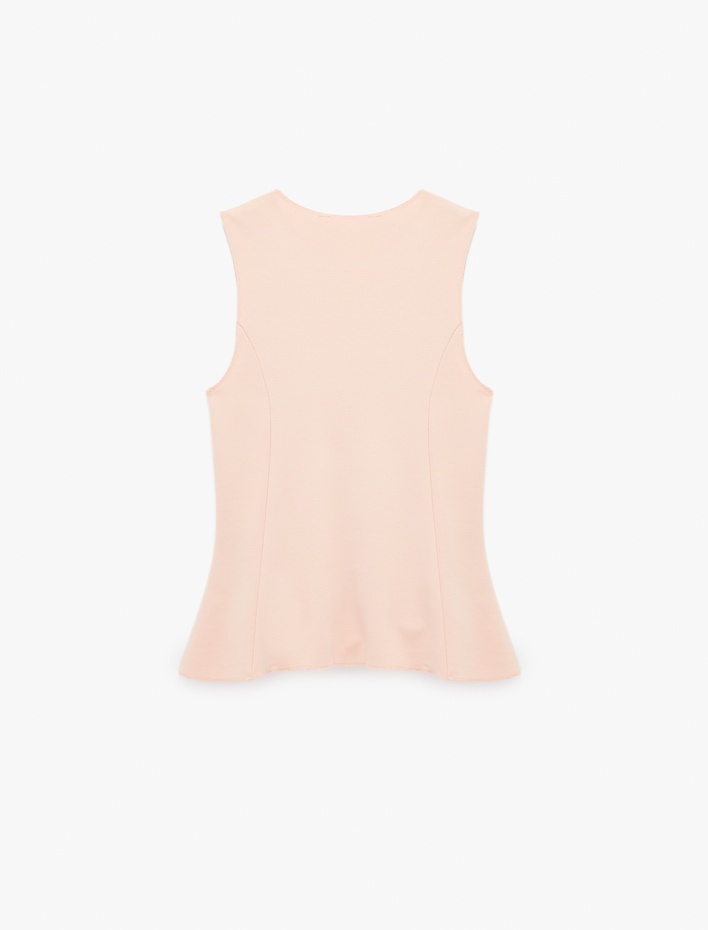  Slim Fit Bisiklet Yaka Kolsuz Bluz