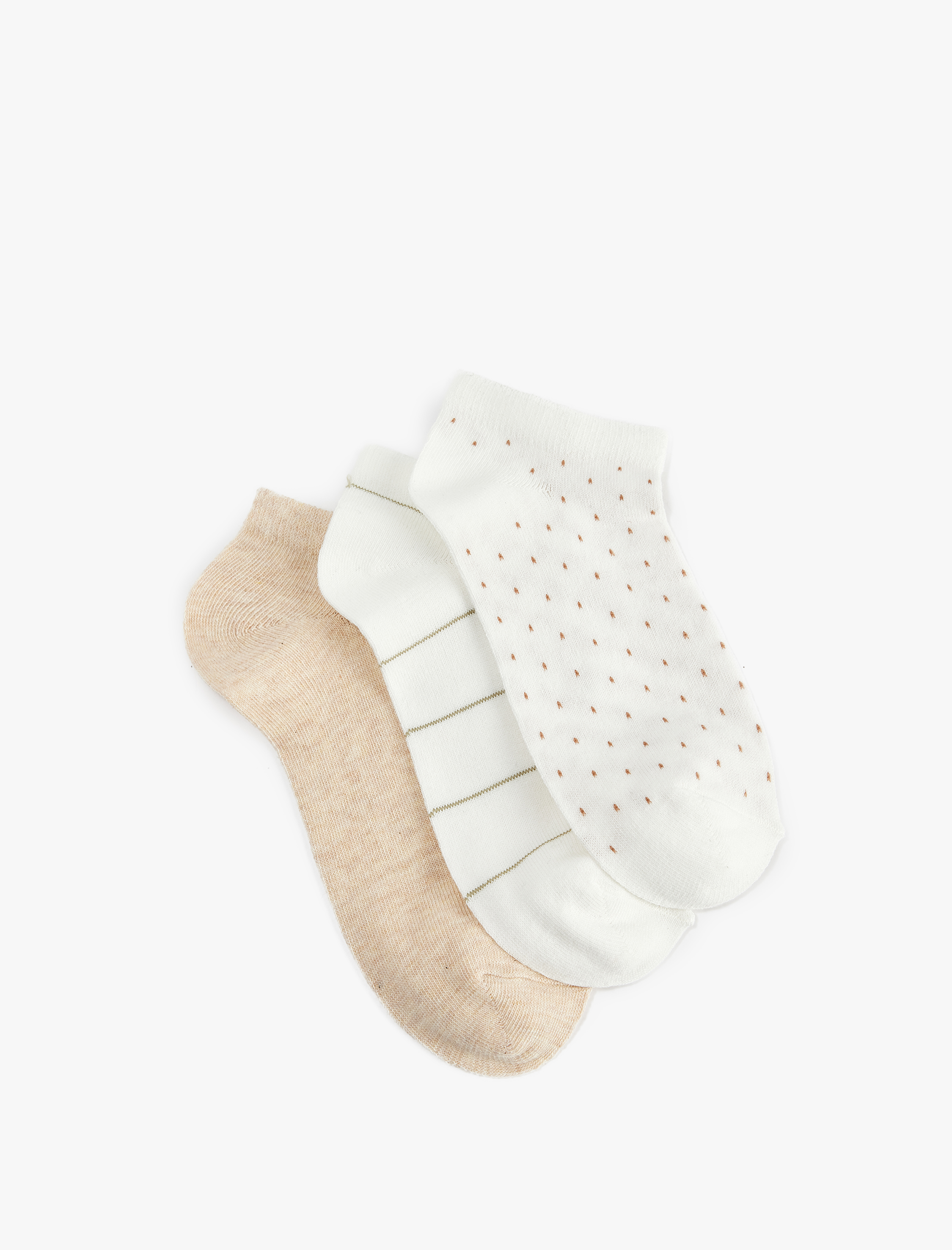  Kadın Desenli 3'lü Patik Çorap Seti