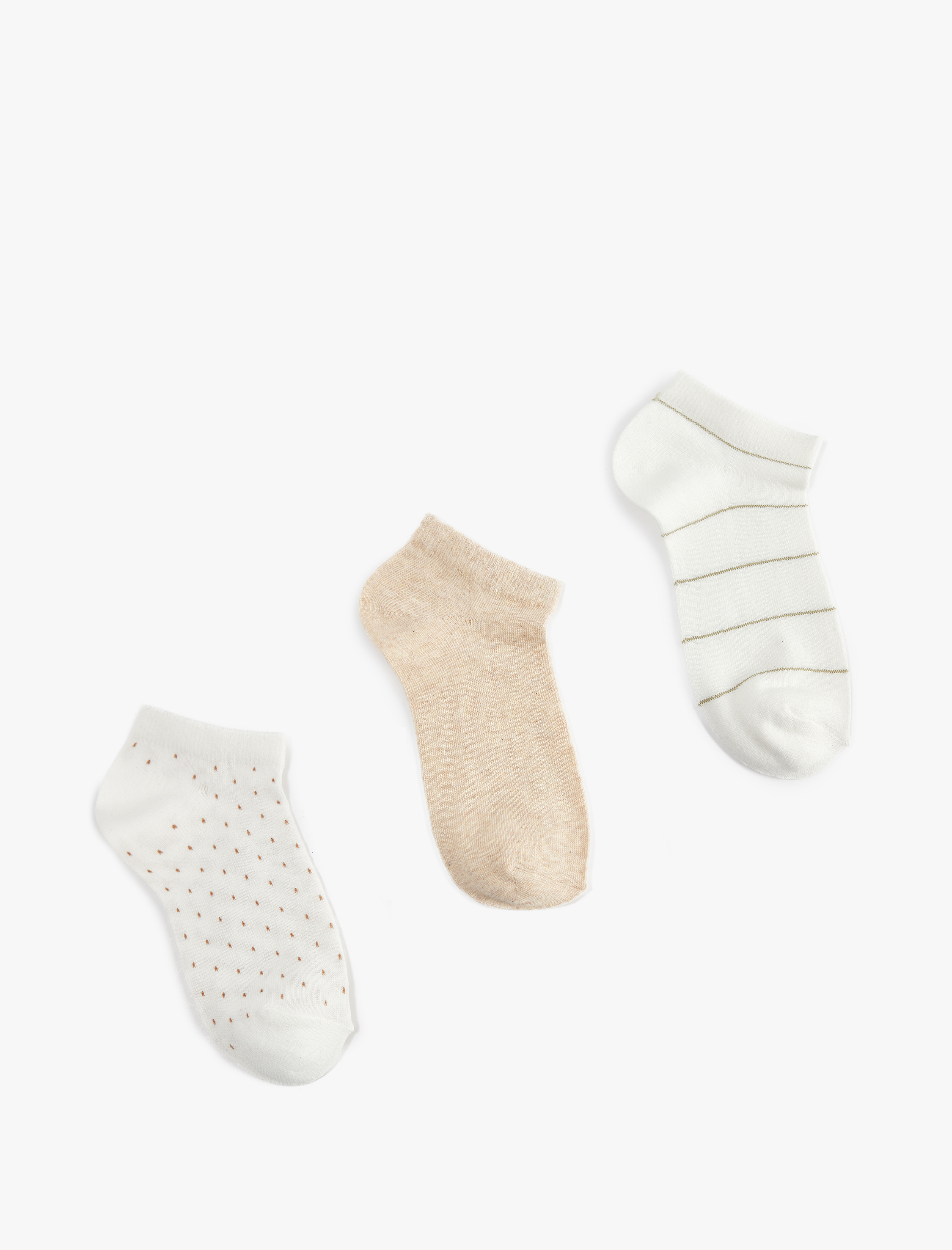  Kadın Desenli 3'lü Patik Çorap Seti