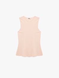 Slim Fit Bisiklet Yaka Kolsuz Bluz