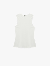 Slim Fit Bisiklet Yaka Kolsuz Bluz