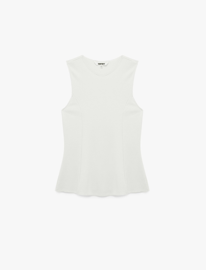  Slim Fit Bisiklet Yaka Kolsuz Bluz