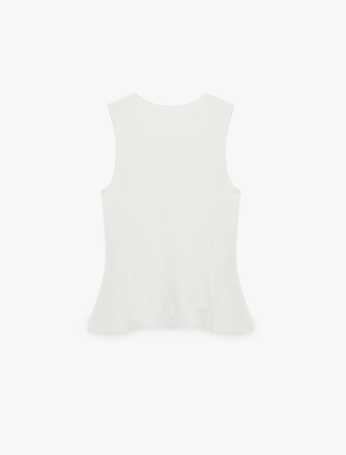  Slim Fit Bisiklet Yaka Kolsuz Bluz