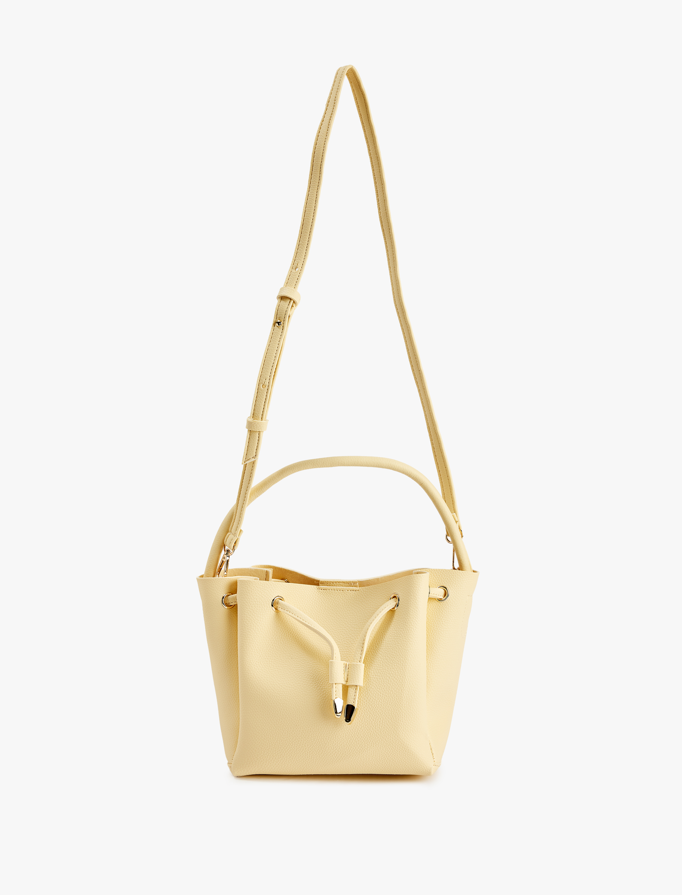  Kadın Suni Deri Büzgülü Metal Aksesuarlı Askılı Çapraz Çanta