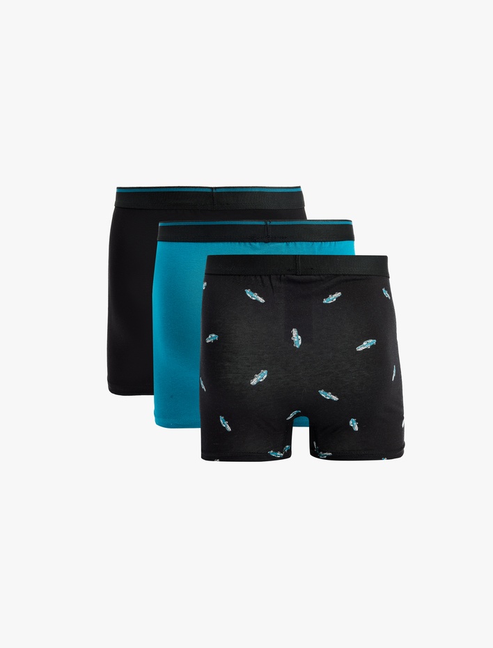  Regular Fit Desenli Pamuklu 3'lü Boxer Seti