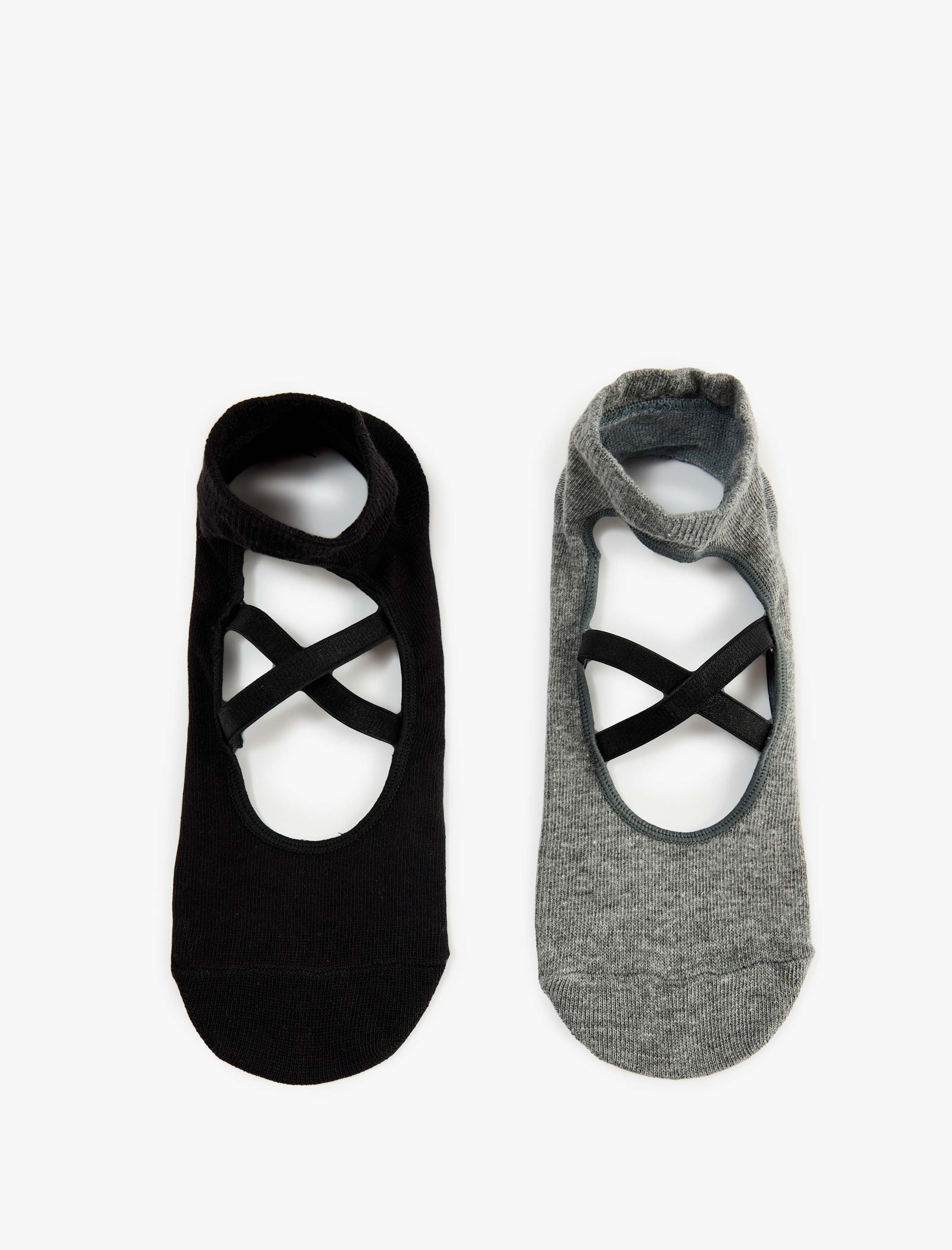 Kadın 2'li Lastik Detaylı Yoga Çorabı Seti