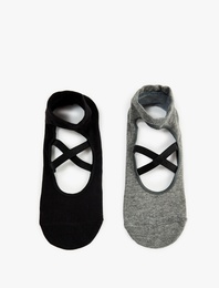 2'li Lastik Detaylı Yoga Çorabı Seti