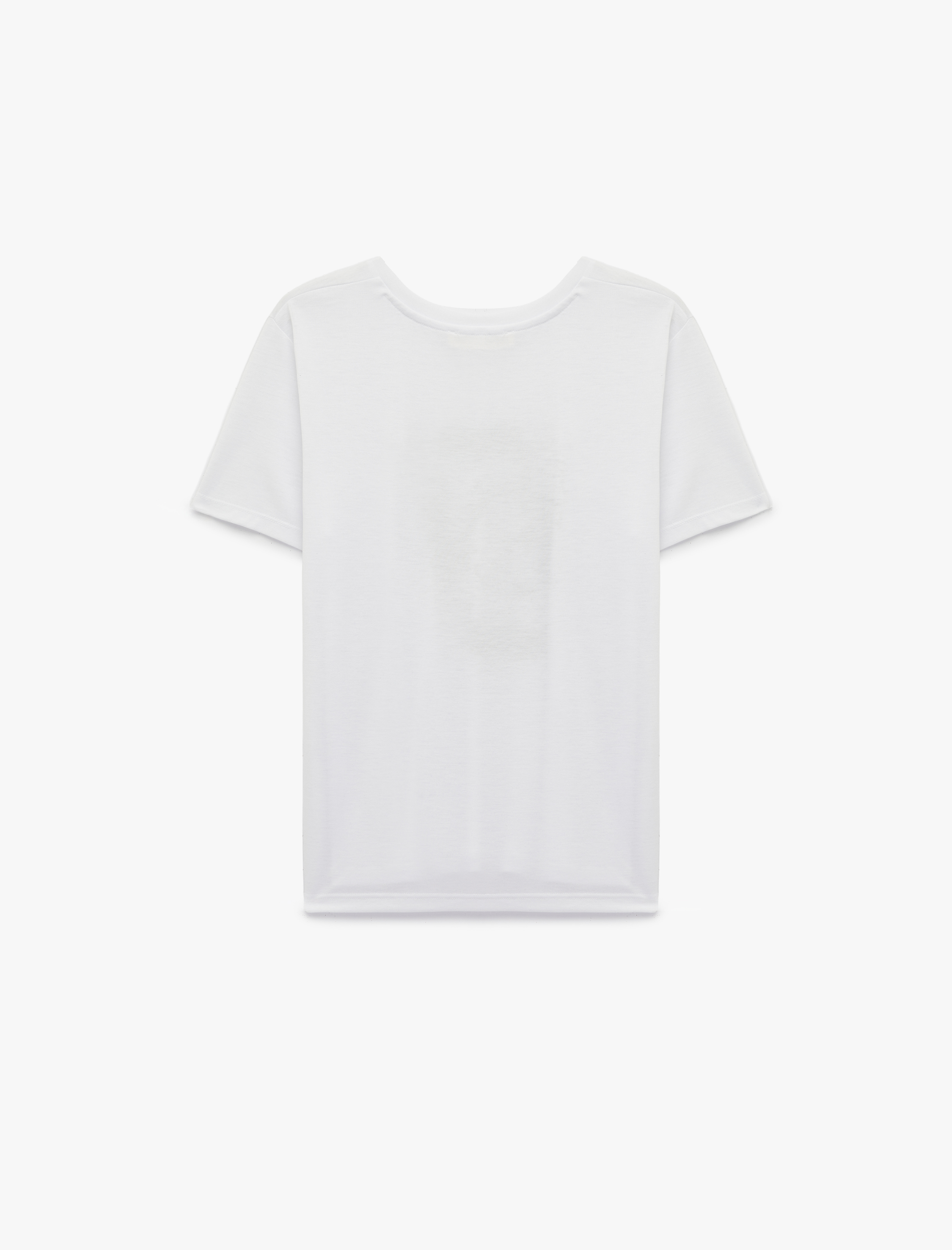   Regular Fit Bisiklet Yaka Kısa Kollu Metalik Baskılı Çiçekli Tişört