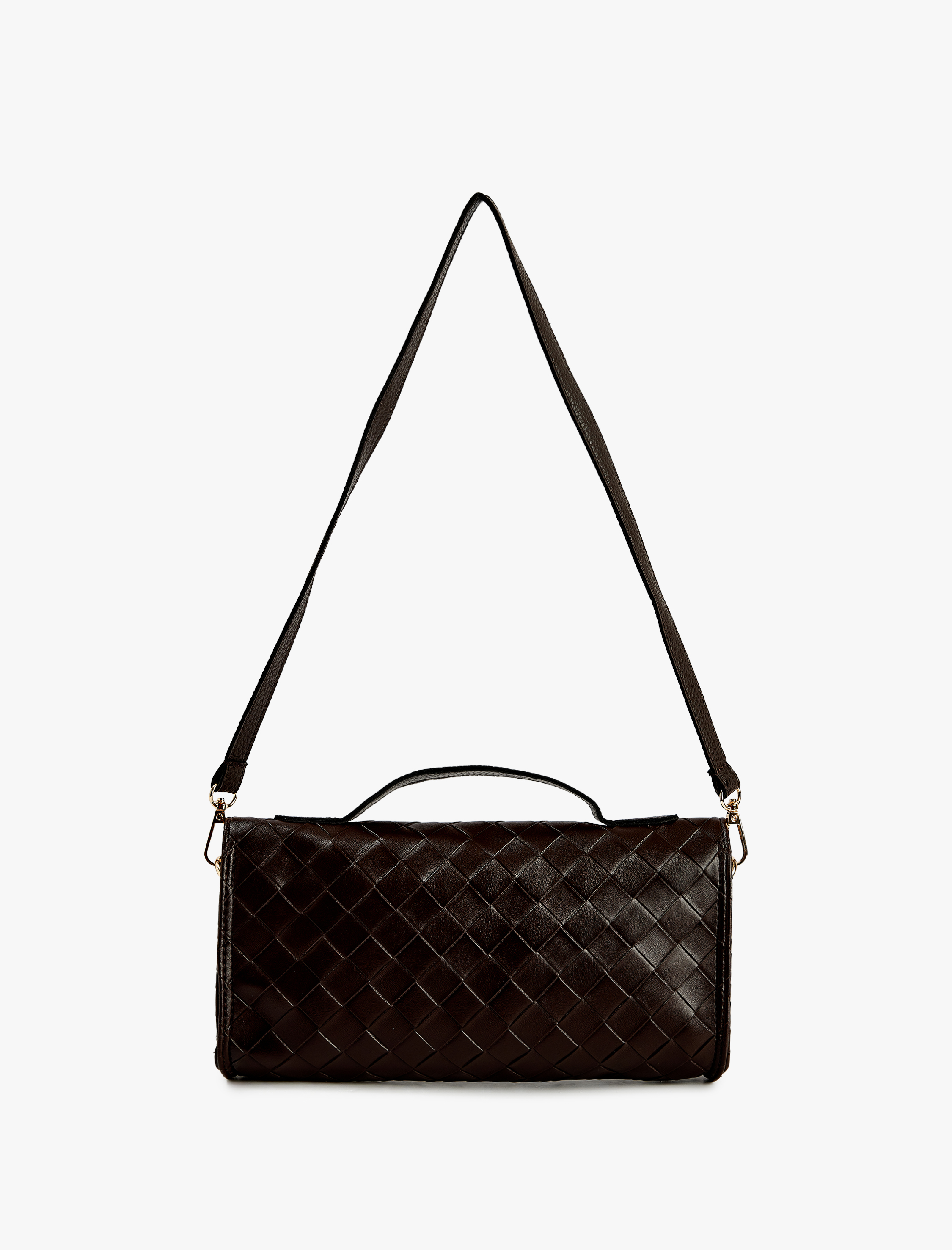  Kadın Örgü Desenli Kemer Detaylı Suni Deri El Çantası