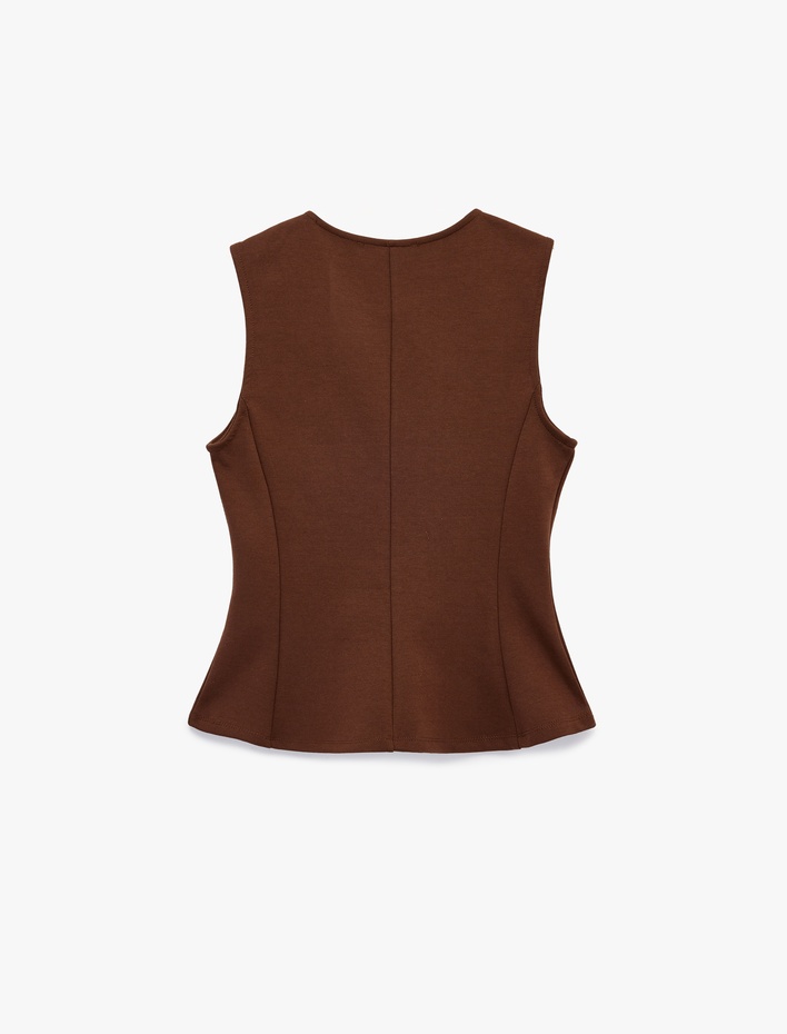  Pamuklu Slim Fit Kolsuz Bisiklet Yaka Bluz