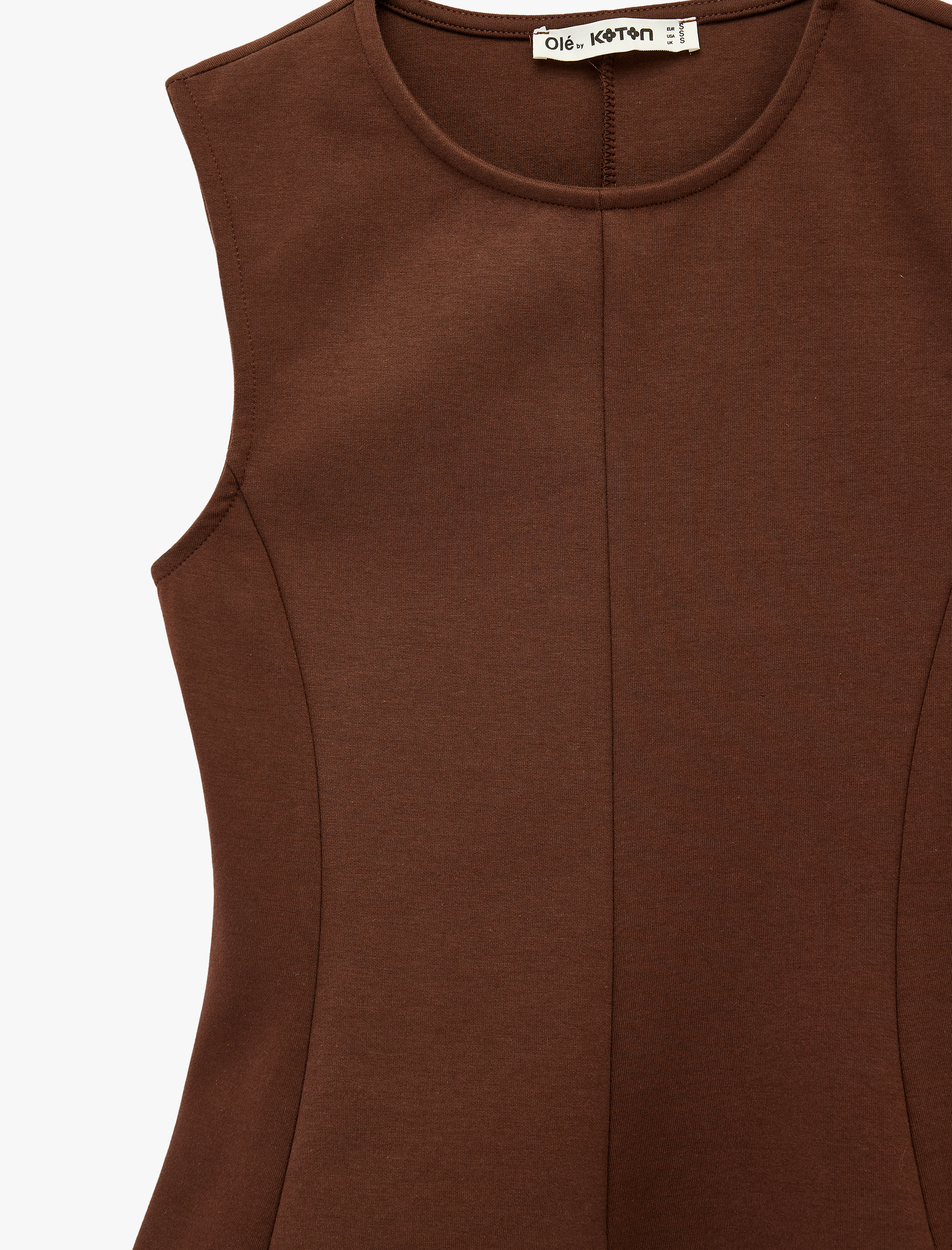   Pamuklu Slim Fit Kolsuz Bisiklet Yaka Bluz